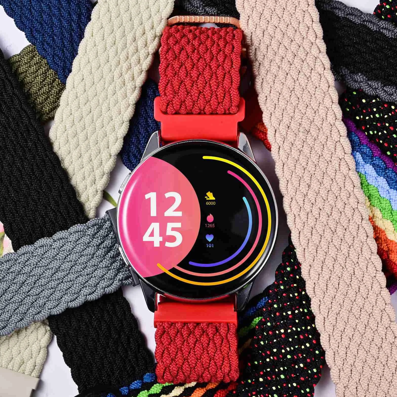 Bracelet de montre en nylon tressé à boucle unique Anbeer, extensible à dégagement rapide