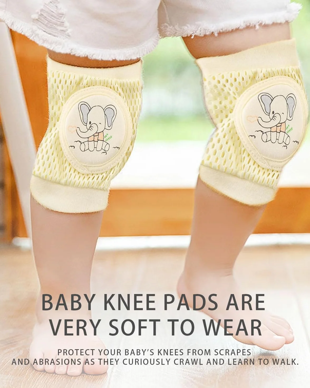 Genouillères Bébé Antidérapant Respirant Coton Unisex 0-3 Ans 4 Pattes