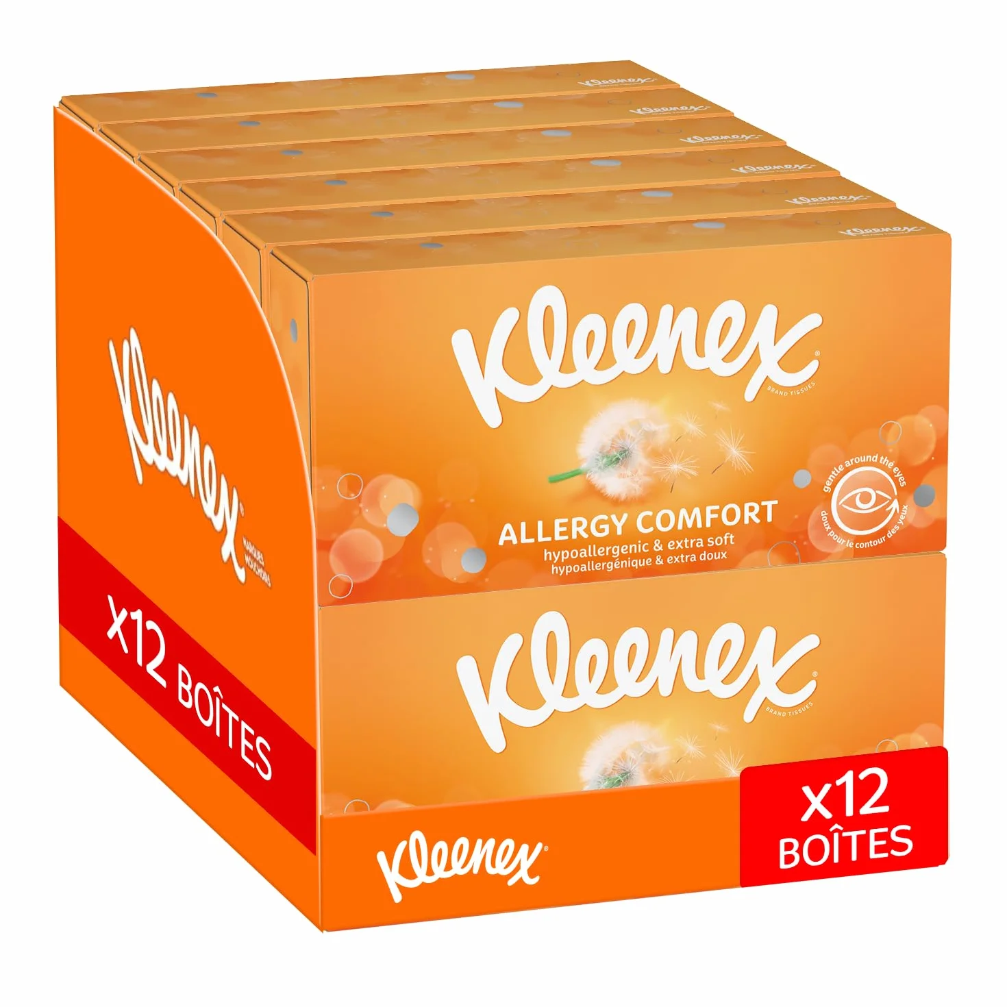 KLEENEX - Mouchoirs boîte Allergy Comfort (12 boîtes de 56 mouchoirs) - apporte un plus grand confort en cas de symptômes d’allergie - Fabriqué en France