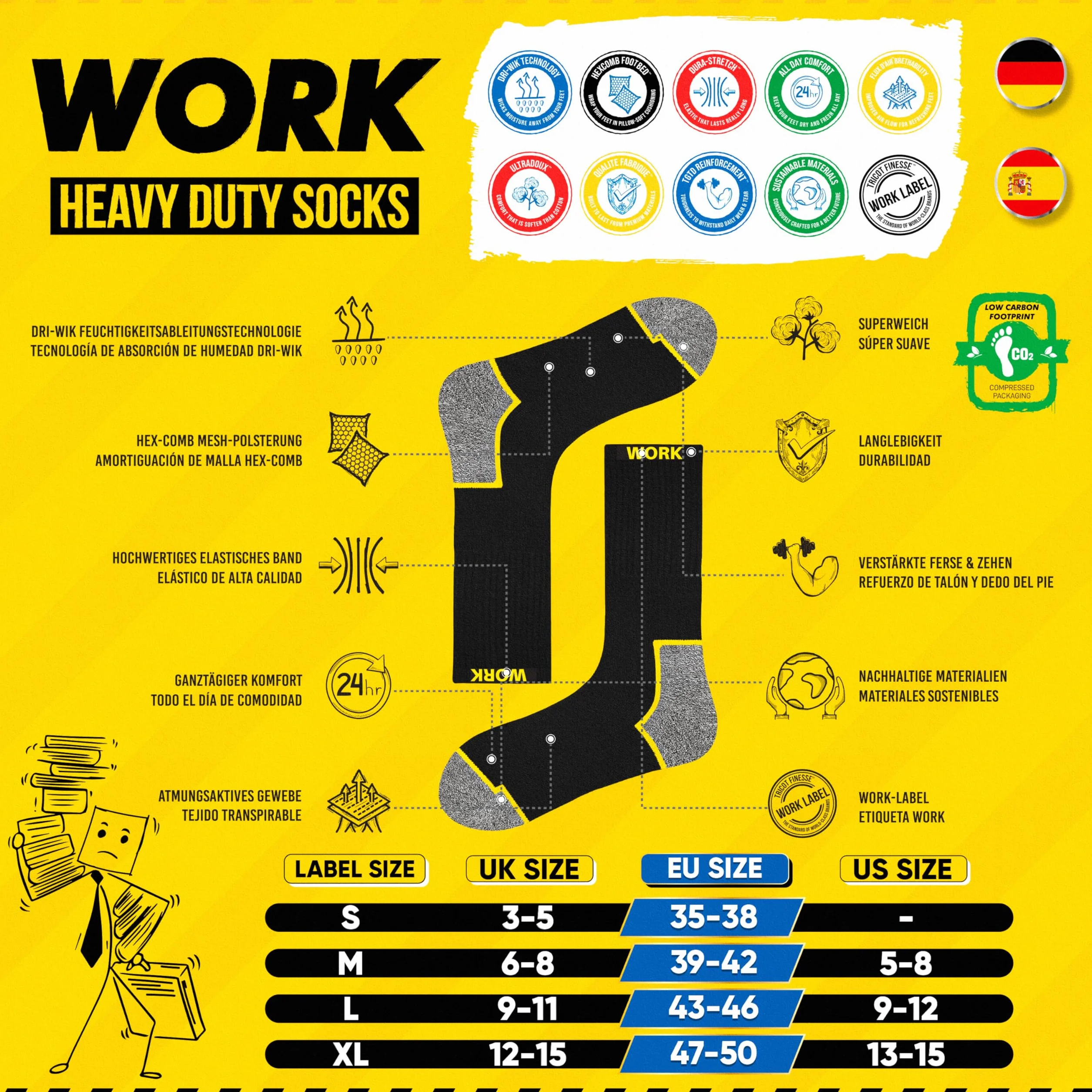 SOXCO chaussettes de travail homme 10 Paires WORK socks lot