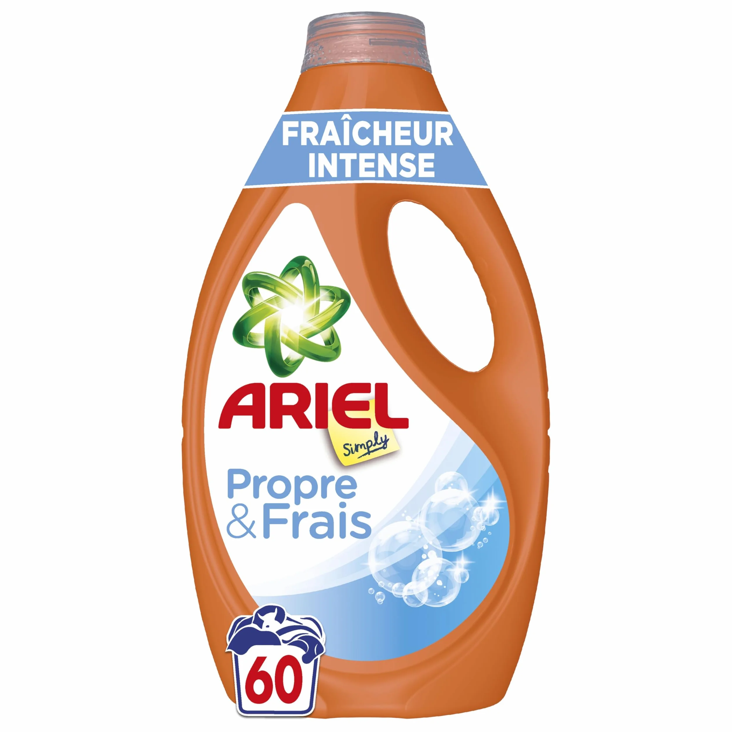 Ariel Lessive Liquide, 60 Lavages, Alpine, Action détachante en 1 seul lavage, fabriqué en France