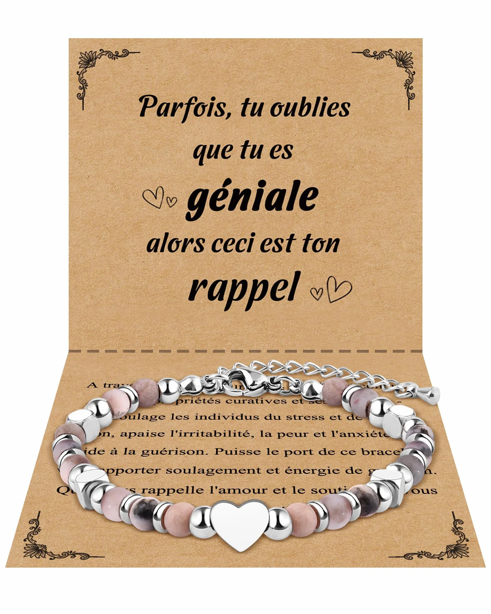 CheersLife Bracelet Pierres Naturelles pour Femme Cadeau Original