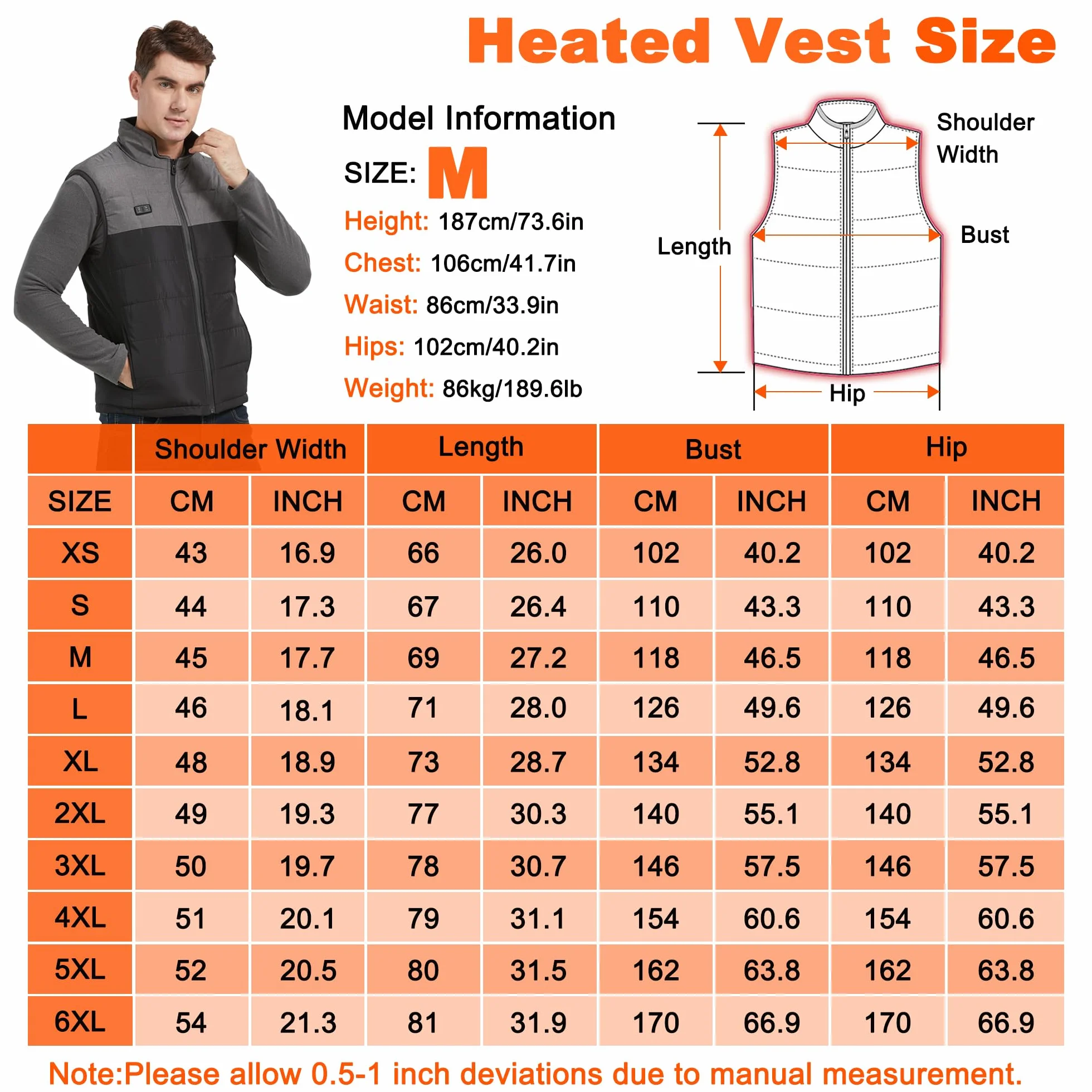 Men's Polar Fleece Heated Vest, Electric USB Heating Jacket, Lightweight Body Warmer Gilet for Hunting Hiking