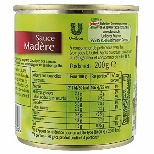 KNORR - Sauce Boite Madère 200 G - Lot De 4