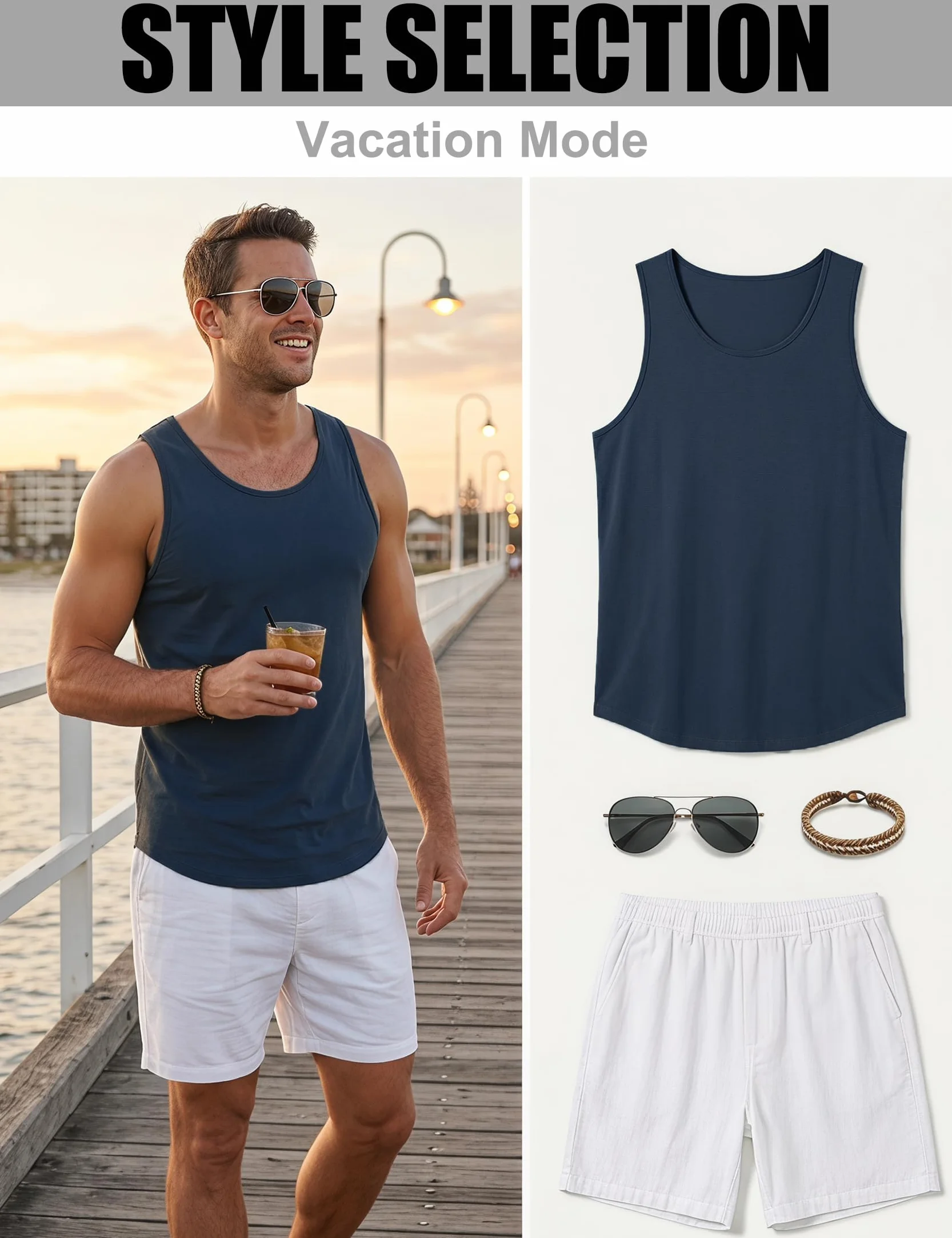 Débardeurs Homme Basic Tank Top Entraînement Sportif Gym Shirt sans Manches Muscle T-Shirt pour Sport Running Fitness