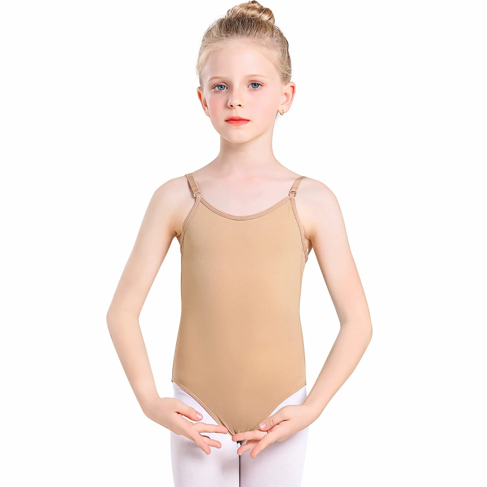 Justaucorps de Gymnastique Nu Sans Couture avec Bretelles Réglables pour Filles