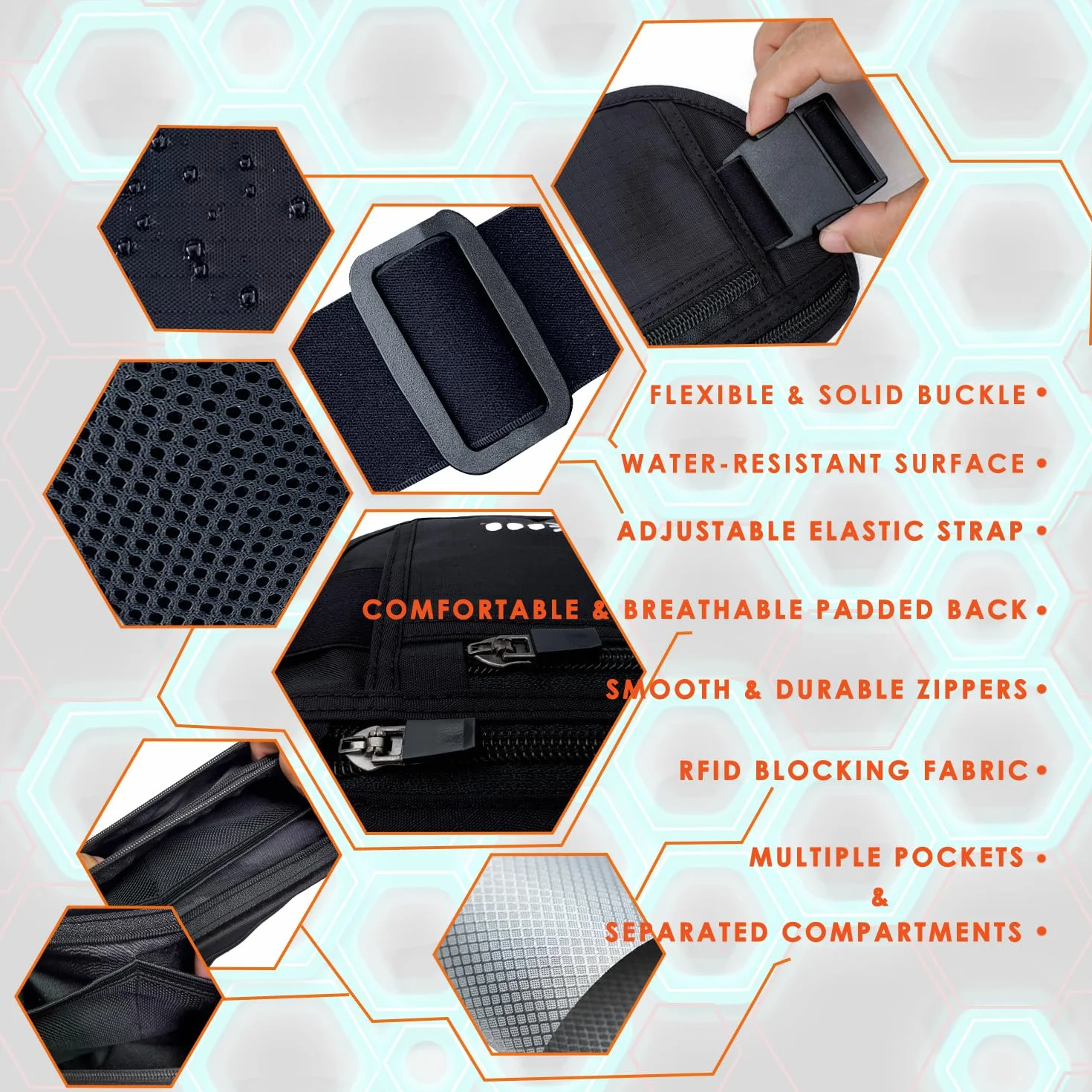Ceinture de Voyage RFID EGOO Ultra-Légère Antivol avec Sangle Élastique Ajustable