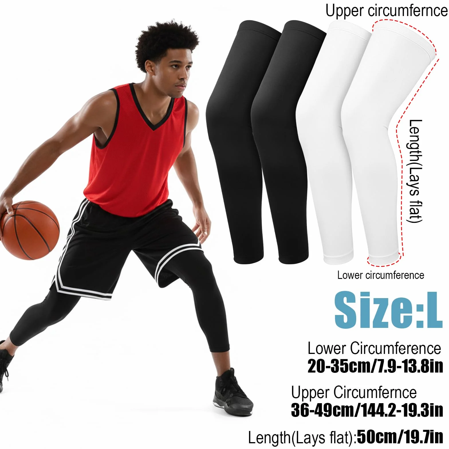 Lot de 2 paires de jambières de cyclisme pour homme - Compression - Protection solaire - Course à pied