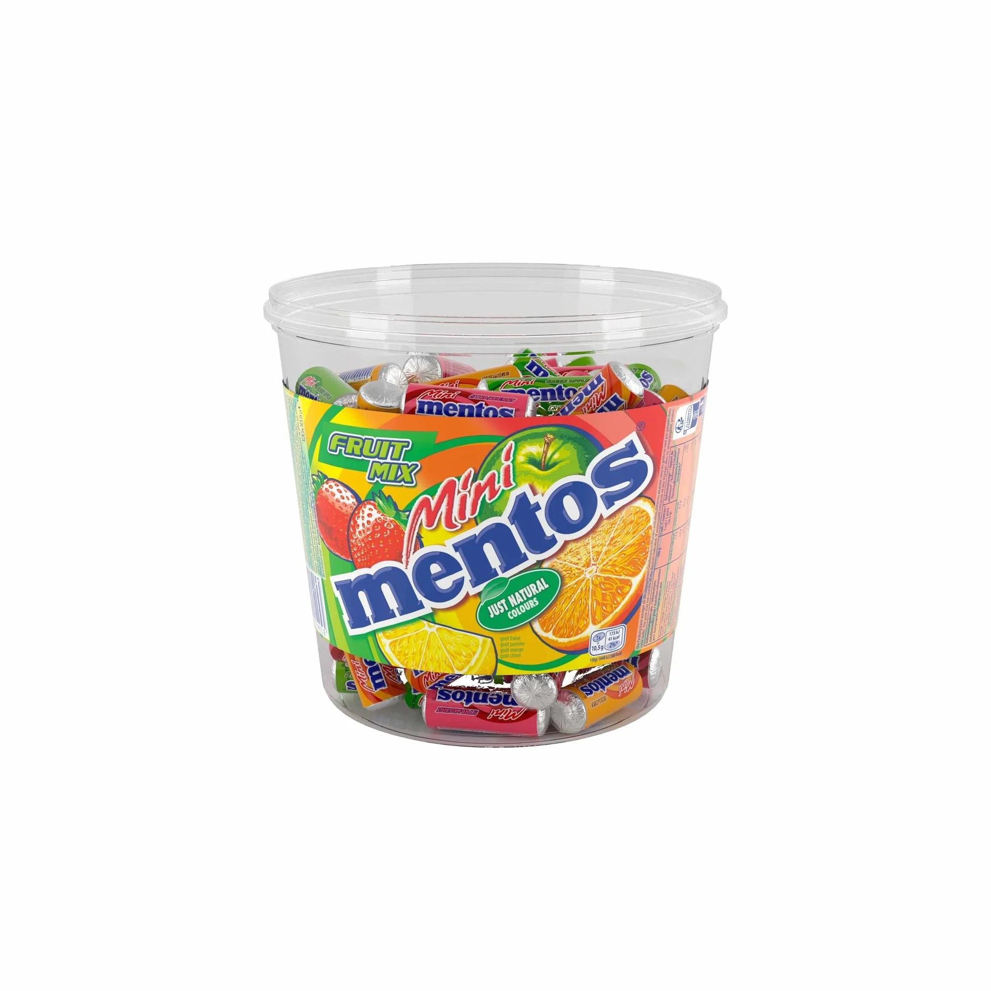 Mentos Mini Rouleaux Fruits Bonbons Tendres Croquants 120 Pièces Tubo 4 Goûts Assortis Multicolore