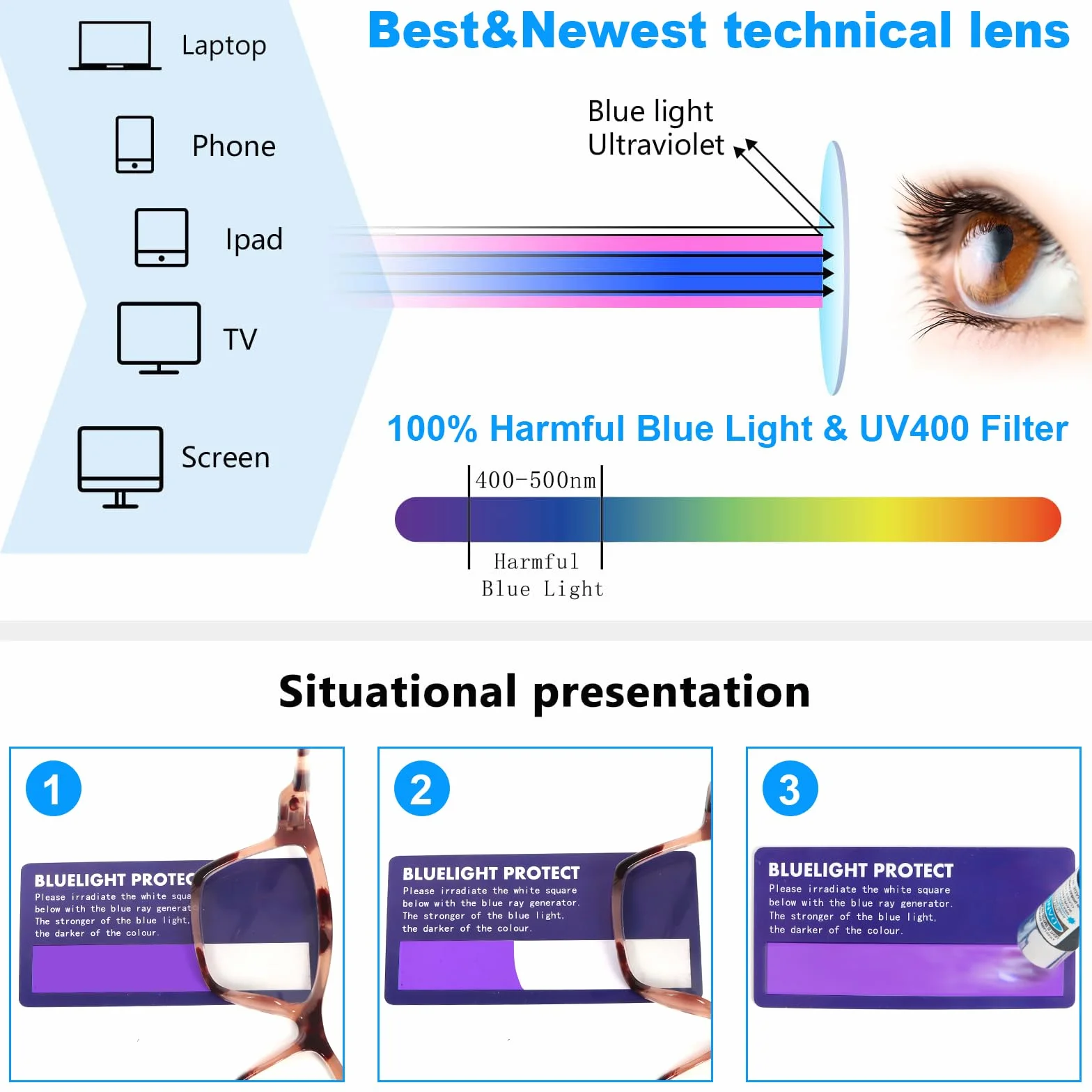 KoKoBin 3 Pack Lunettes de lecture anti-lumière bleue pour hommes et femmes à charnière à ressort