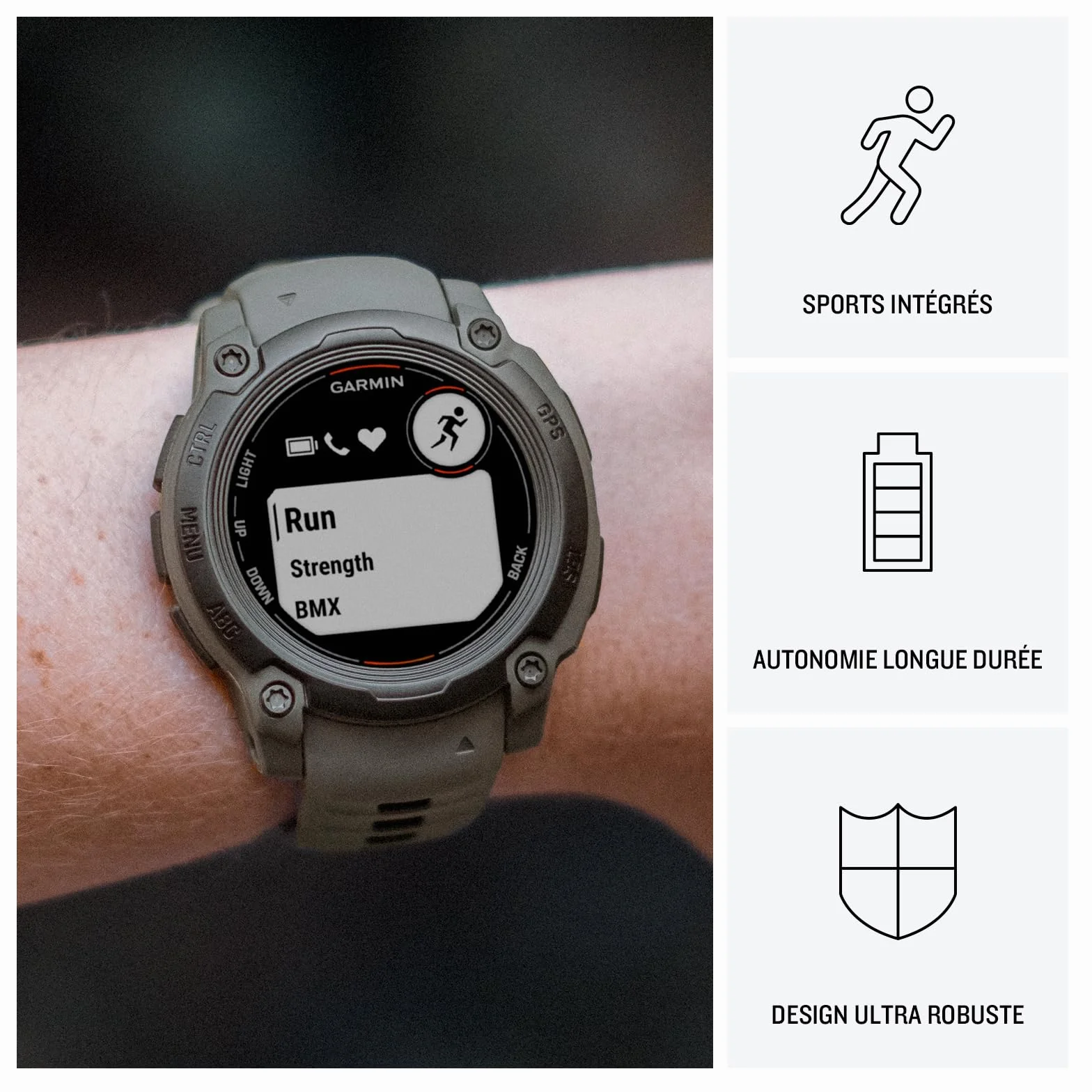 Garmin Instinct E Montre GPS Robuste Noir Bracelet Gris Charbon 40 mm