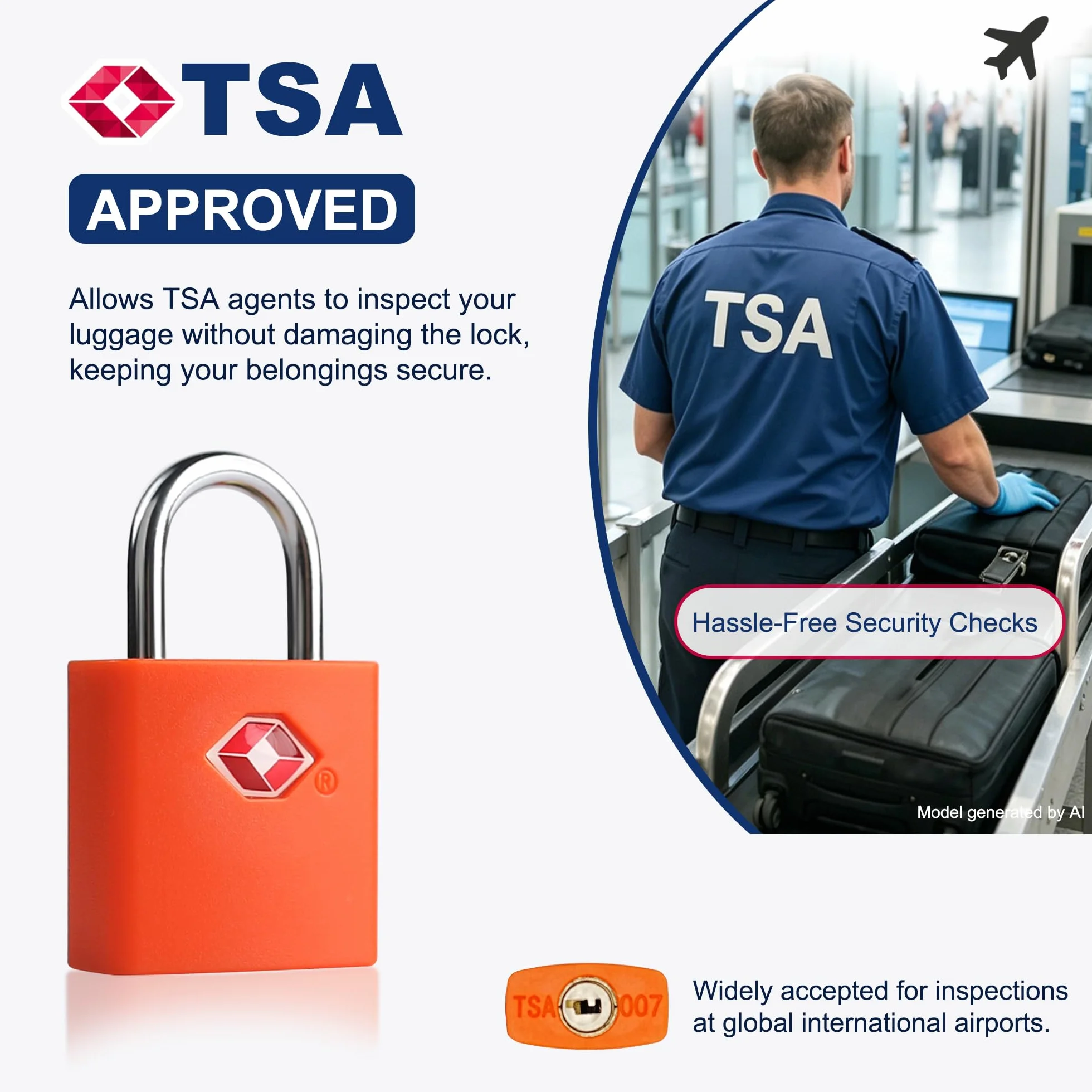 Cadenas TSA Approuvé Officiellement Lot de 4, Cadenas de Voyage en Alliage de Zinc et Plastique ABS avec Clés Identiques