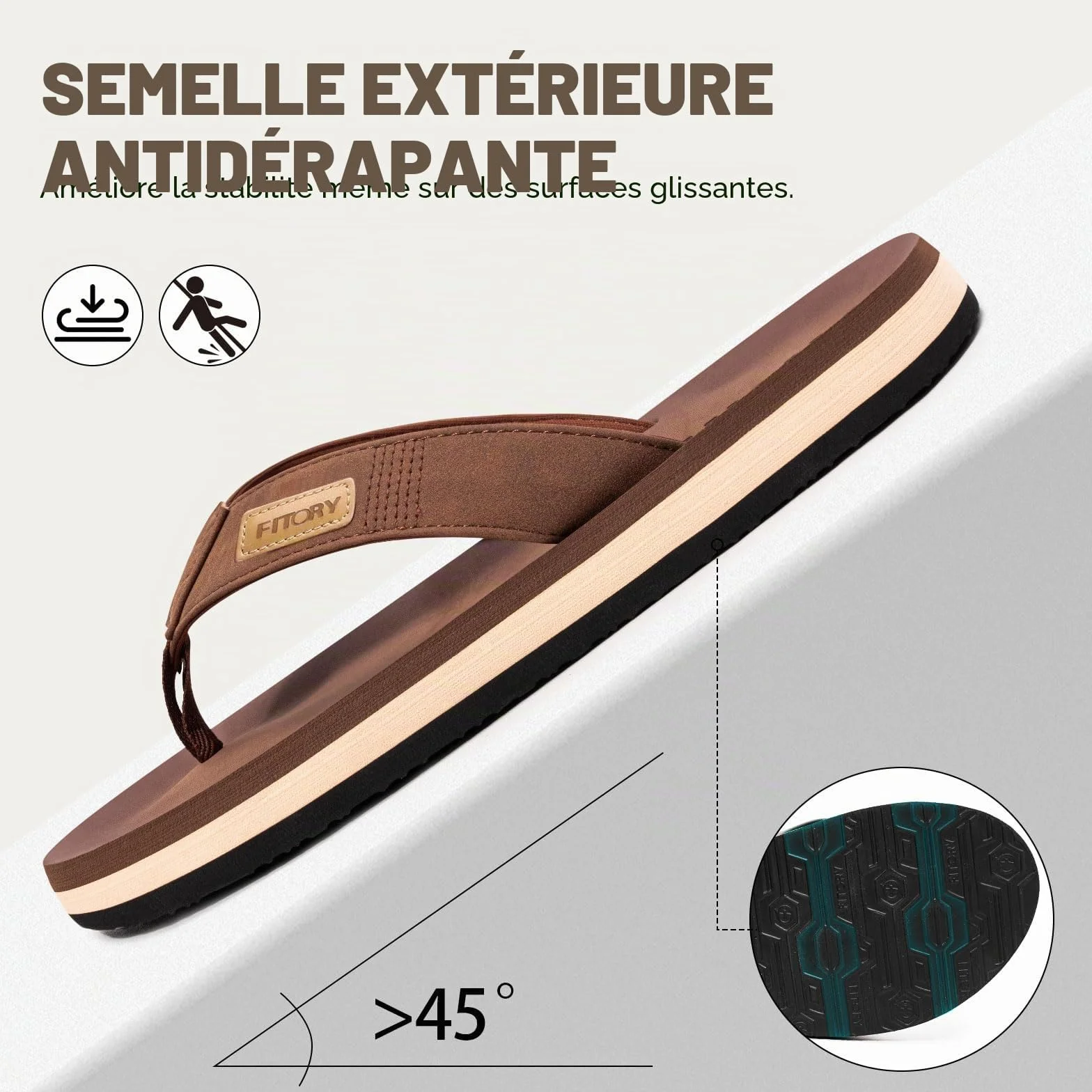 FITORY Tongs Homme Antidérapantes Chaussures Plage Piscine Taille 40-46 EU
