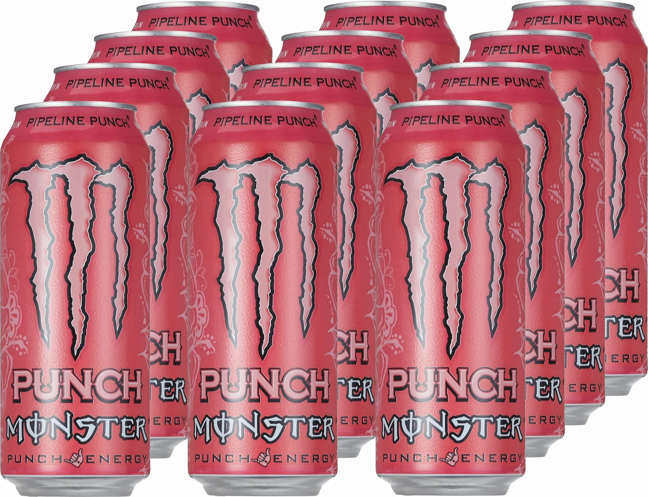 Monster Energy Pipeline Punch – Boisson énergisante caféinée au goût rafraîchissant de fruit de la passion, orange et goyave – dans des boîtes jetables pratiques (12 x 500 ml)