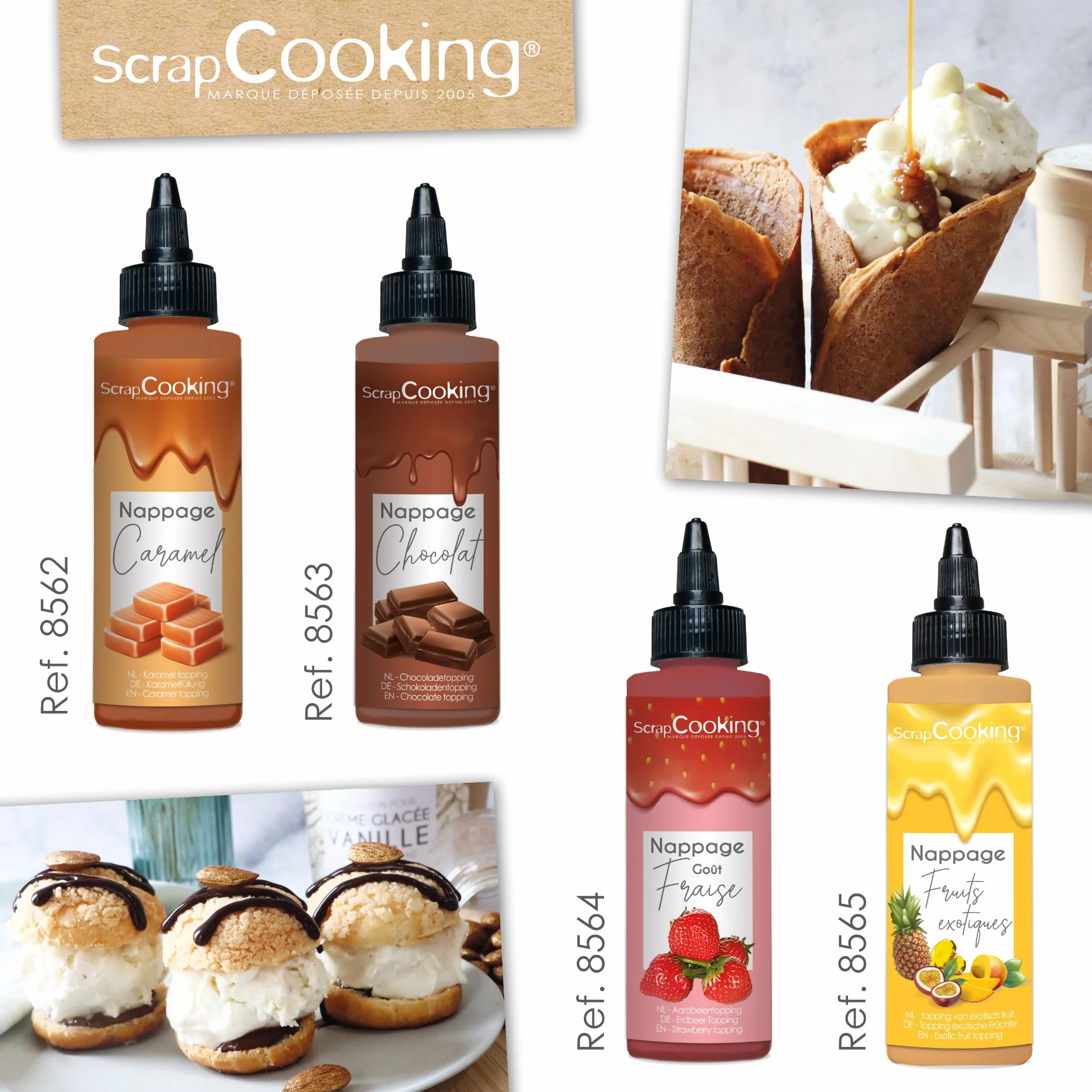 ScrapCooking - Nappage Caramel 160 g - Flacon Squeezer - Pour Topping & Décoration Gâteaux, Glaces, Yaourts, Crêpes & Gaufres - Déco Alimentaire Pâtisserie - 8562