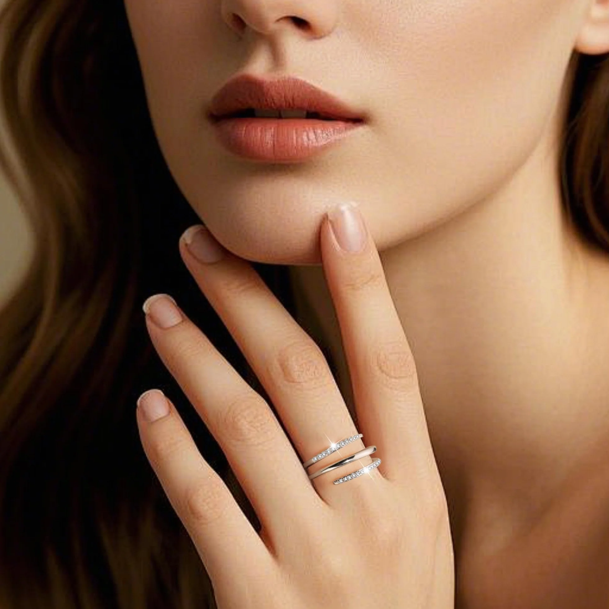 ALEXCRAFT Bague Argent 925 Femme Infini Zircone Réglable Hypoallergénique