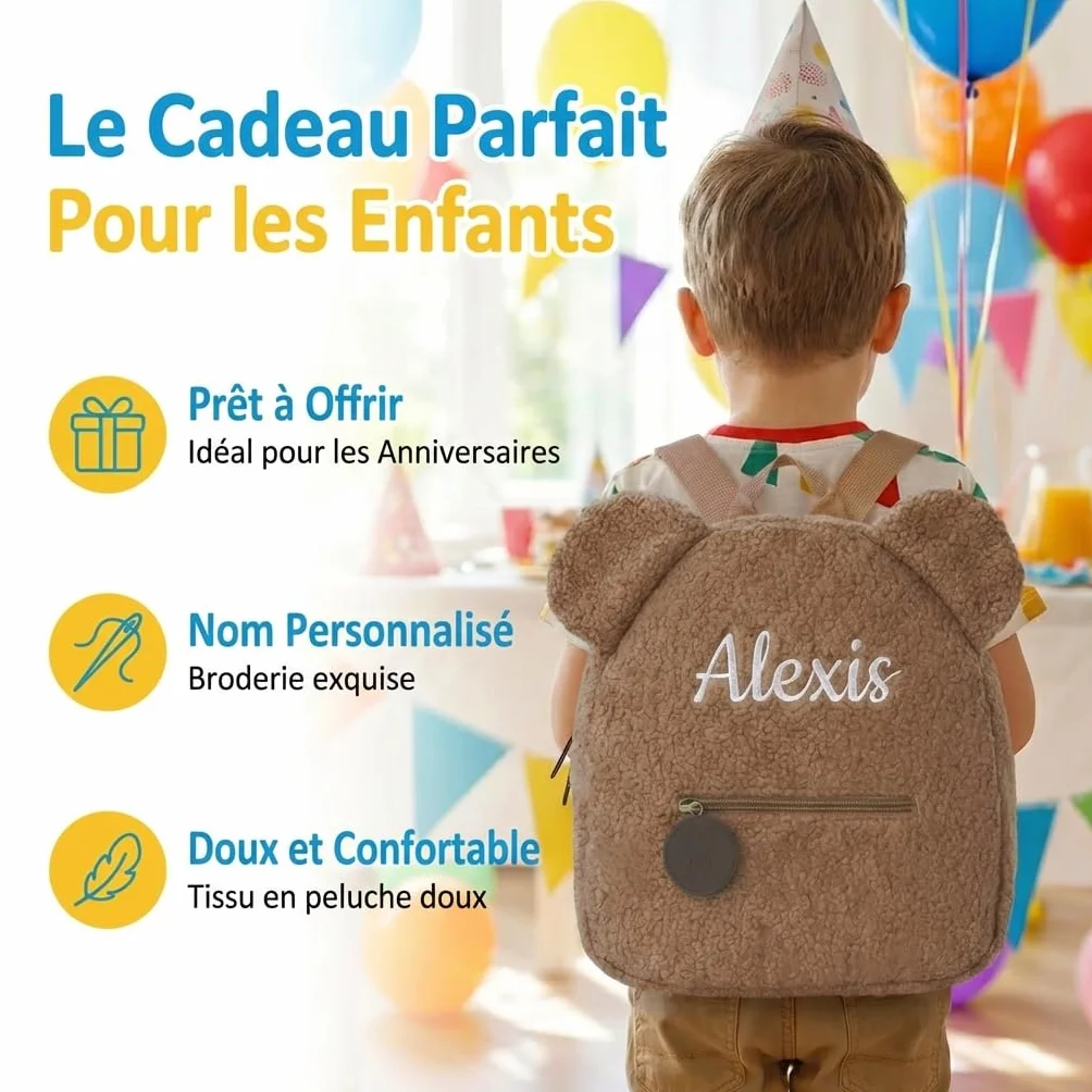 Sac à Dos Enfant Personnalisable Broderie 31cm Kaki Petit Cartable Maternelle Fille Garçon