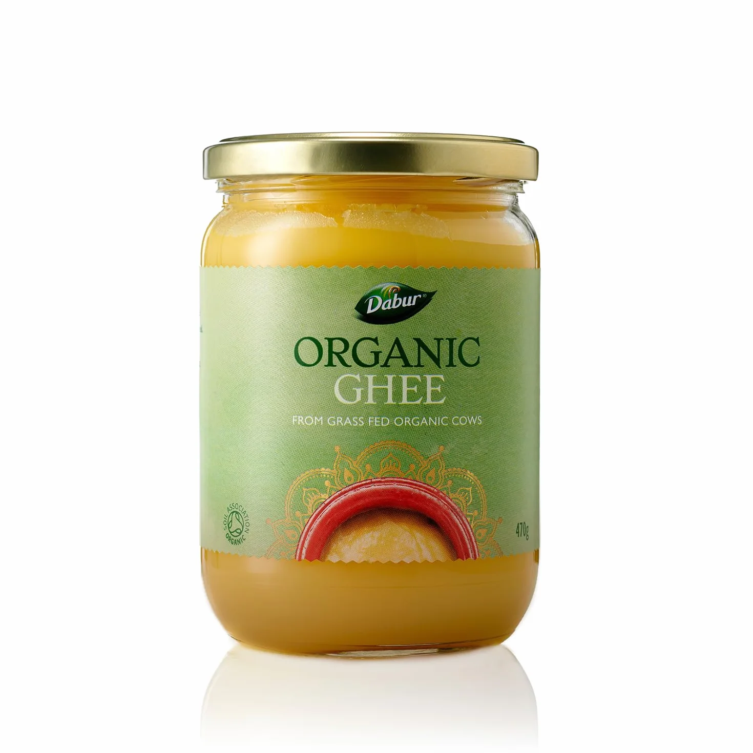 Dabur Ghee Biologique 470g - 100% Beurre Bio pour Saveur Riche et Texture Lisse, Idéal pour Cuisiner et Pâtisser, Renforce la Digestion, Peau Saine