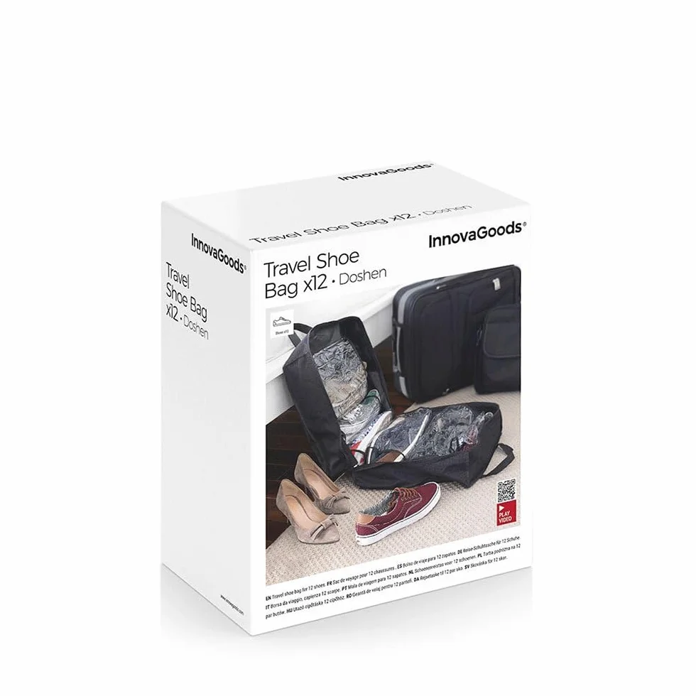 InnovaGoods Sac de Voyage pour Chaussures 6 Compartiments Transparents Noir Polyester