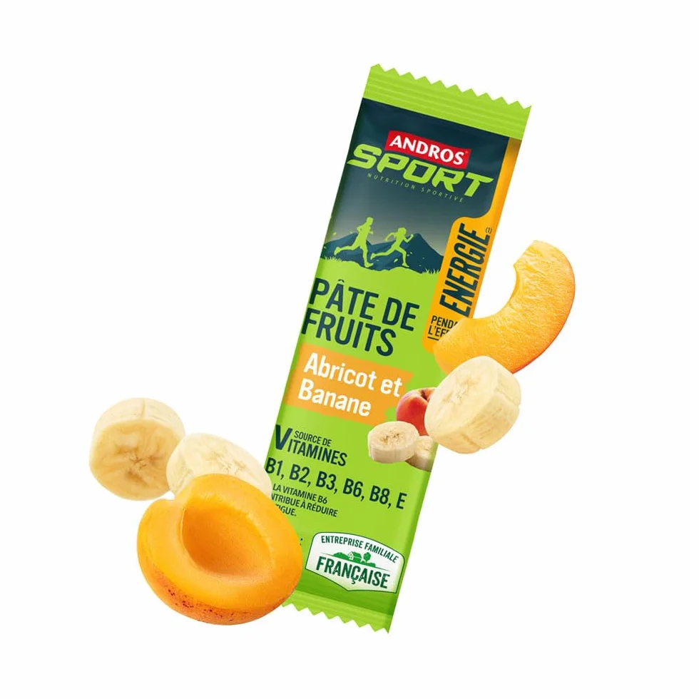 Andros Sport | Pâtes De Fruits (32x30g) | Barres énergétiques | Glucides, vitamines et minéraux - Abricot Banane