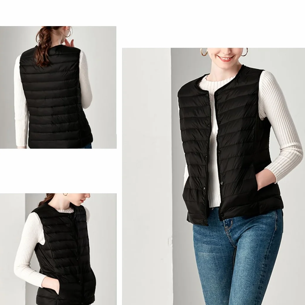 Gilet en Duvet de Canard pour Femme Chaud Sans Manches Hiver