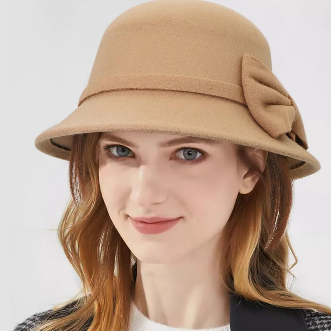Chapeau cloche en feutre vintage Fedora pour femme
