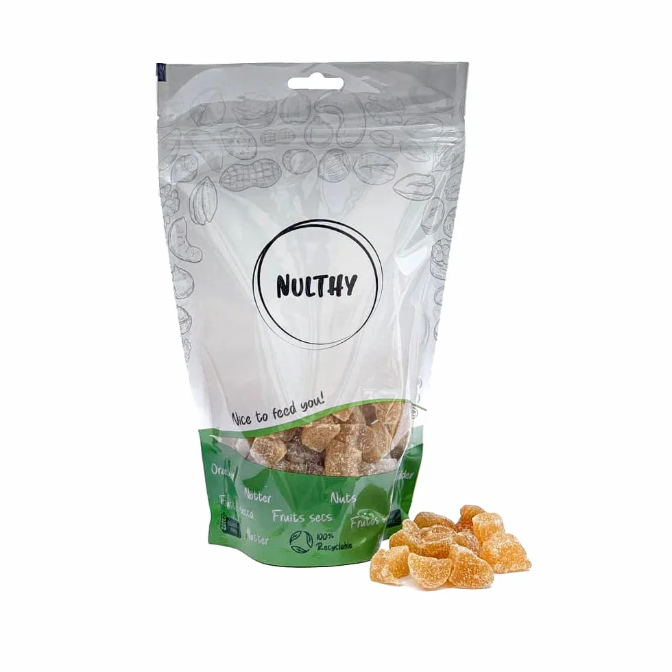 NULTHY - Gingembre Glacé Bio - Fruits Secs - Gingembre Cristallisé BIO - Agriculture Biologique - Sans Gluten - Vegan - 1 Kg