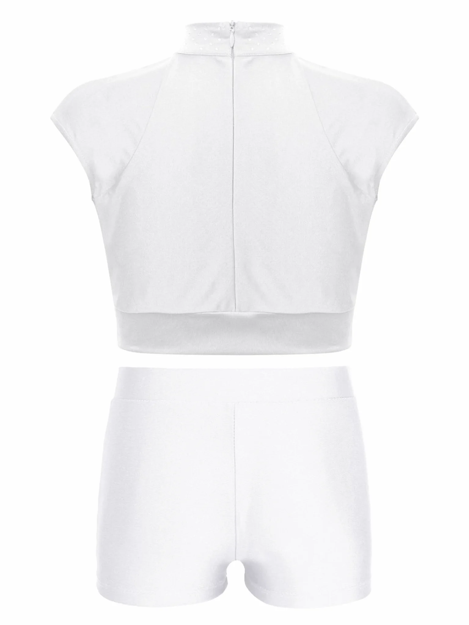 Débardeurs de Danse Athlétique avec Strass Brillant pour Enfants Filles Ensemble Short Actif
