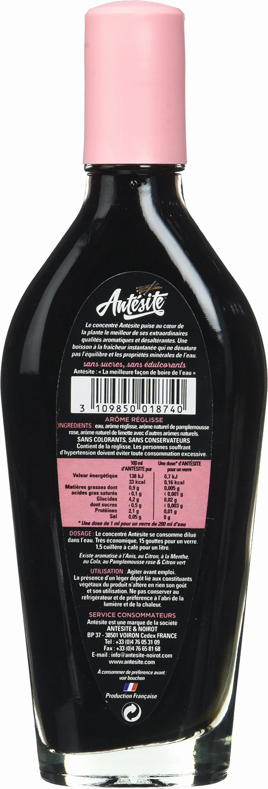 ANTESITE Concentré Réglisse Pamplemousse Rose Citron Vert 130 ml