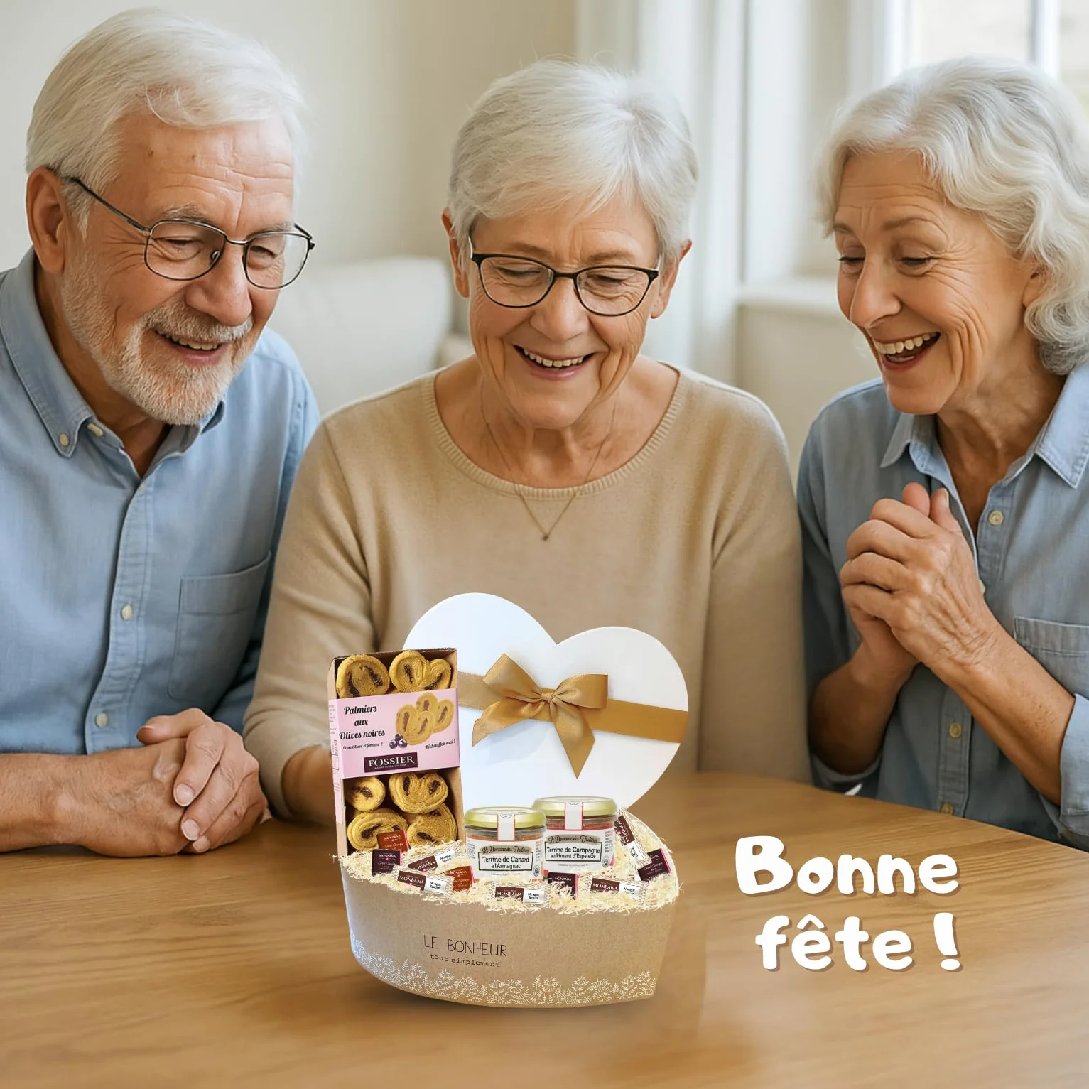 Coffret Cadeau Coeur Gourmet | Mix de Terrines, Feuilletés Salés Fossier, 10 Délices Monbana | Sélection Gourmande & Élégante pour la Fête des Mères