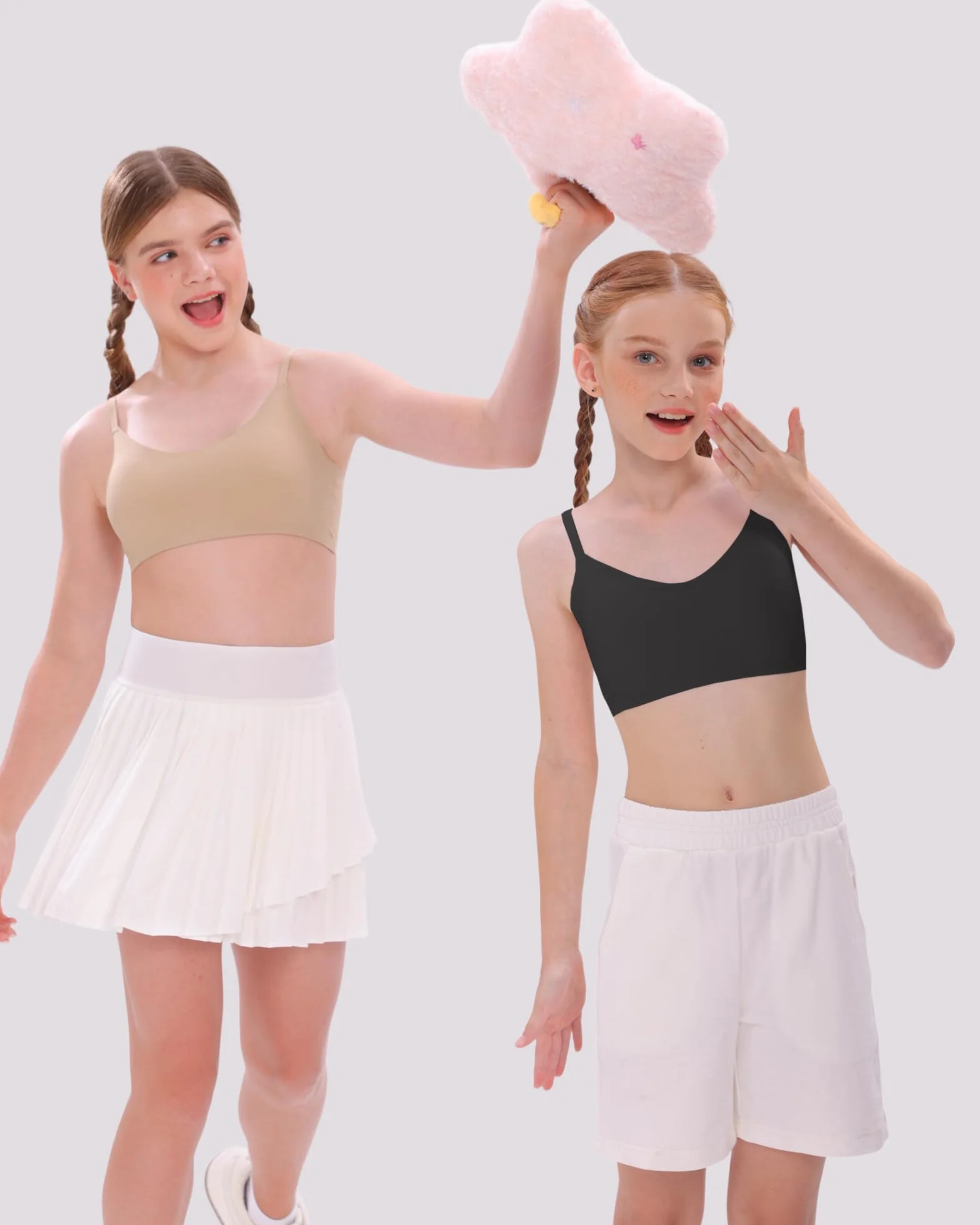 SALIA GIRL Soutien-Gorge d'Entraînement Rembourré Fixe pour Filles 10-14 Ans, Sport Sans Coutures Bretelles Réglables