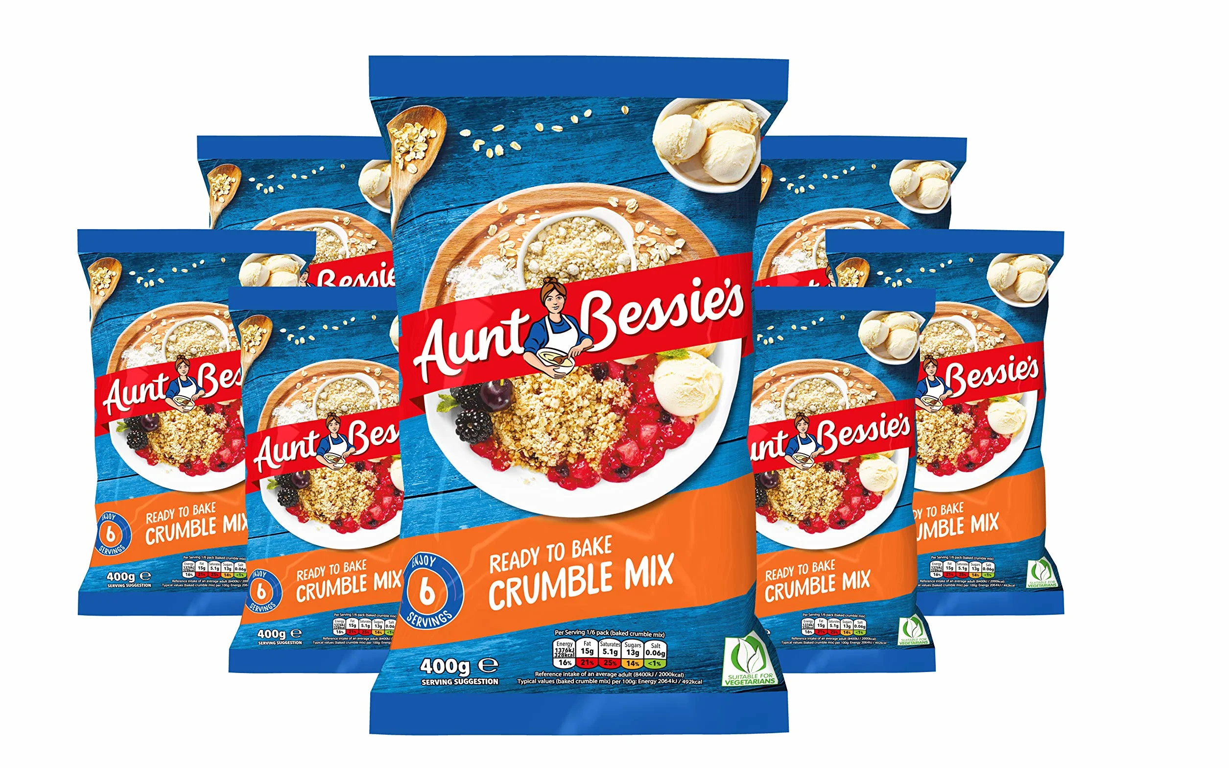 Aunt Bessie's Golden Crumble Mix 400 g, lot de 8