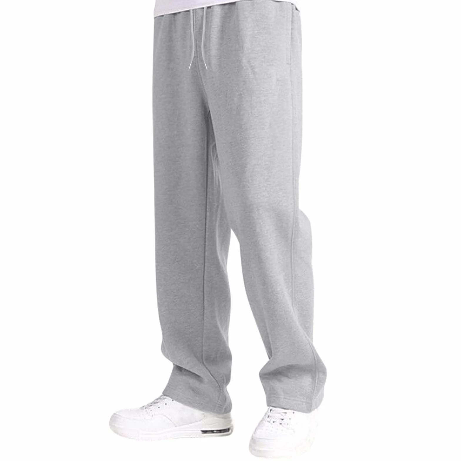 Jogging Homme Pantalon Baggy Large Cargo Ample Taille Élastique Coupe Droite Sport Gris