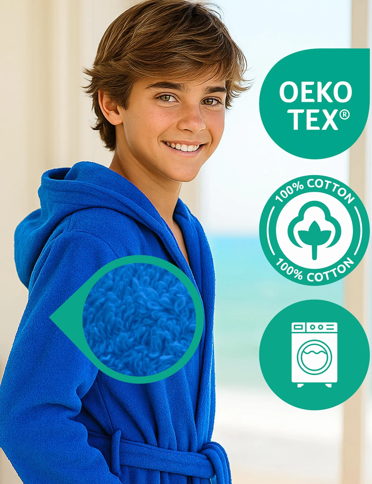 Morgenstern Peignoir de Bain Enfants 100% Coton Éponge OEKO-TEX® Robe de Chambre