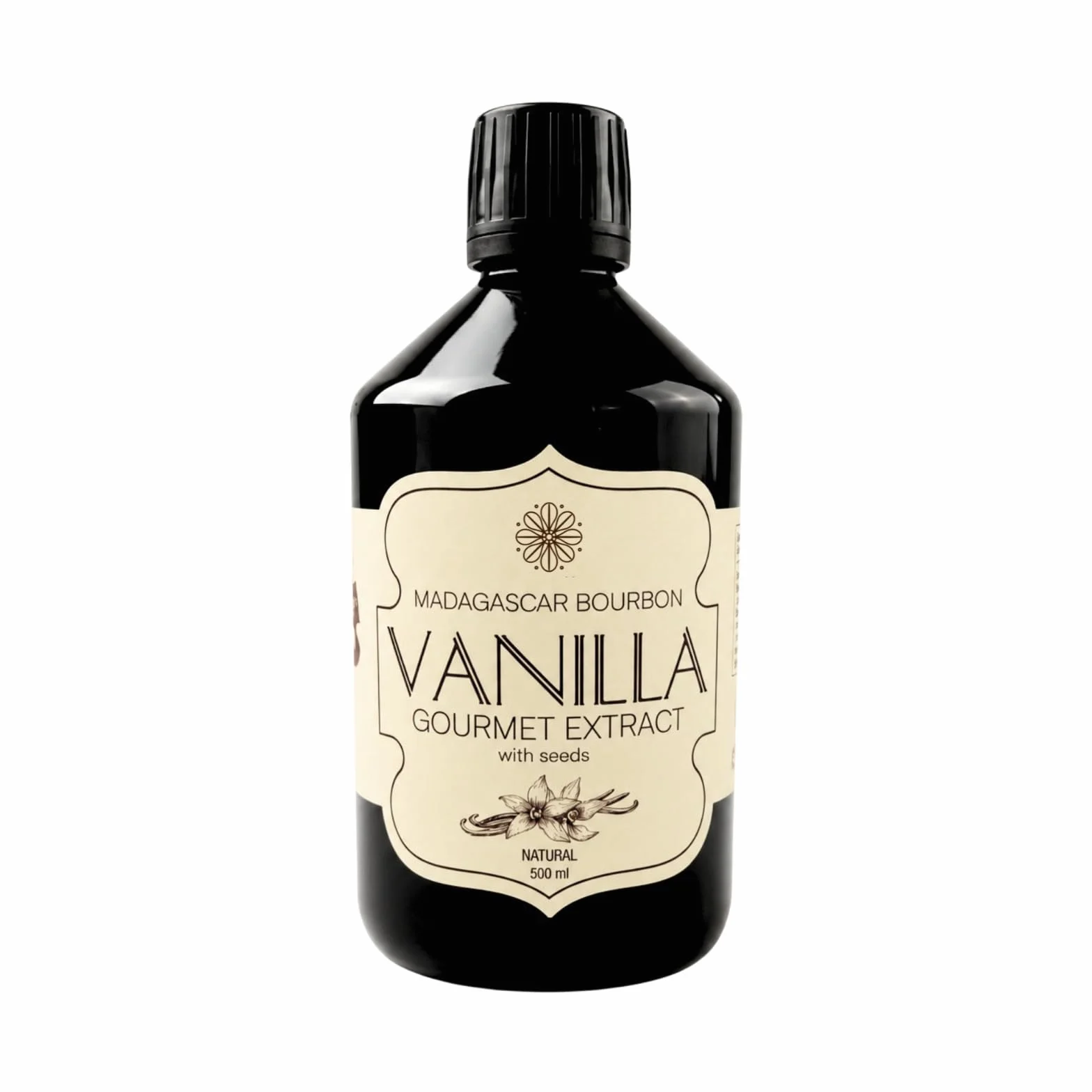 Vanilla Scientific Pure Bourbon Gourmet Vanilla Extract with Seeds - Madagascar 100% Natural Extract for Baking and Cooking - Alcohol Free, Gluten Free, Vegan, 500ml