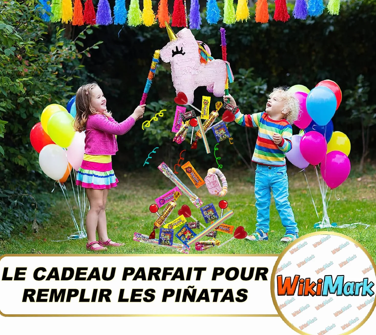 Mega Box 110 friandises remplies de pinata sans allergène, friandises et bonbons – Parfait pour les anniversaires, fêtes, Noël, Halloween. Sans gluten et sans lait. Comprend des langues de fraise.