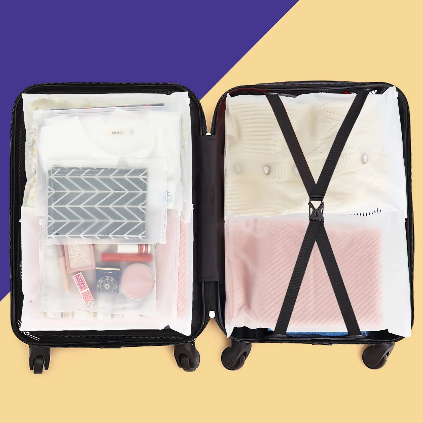 DERAYEE Sac de Voyage Etanche Zippé Transparent Réutilisable Rangement Multifonctionnel Vêtements Cosmétiques