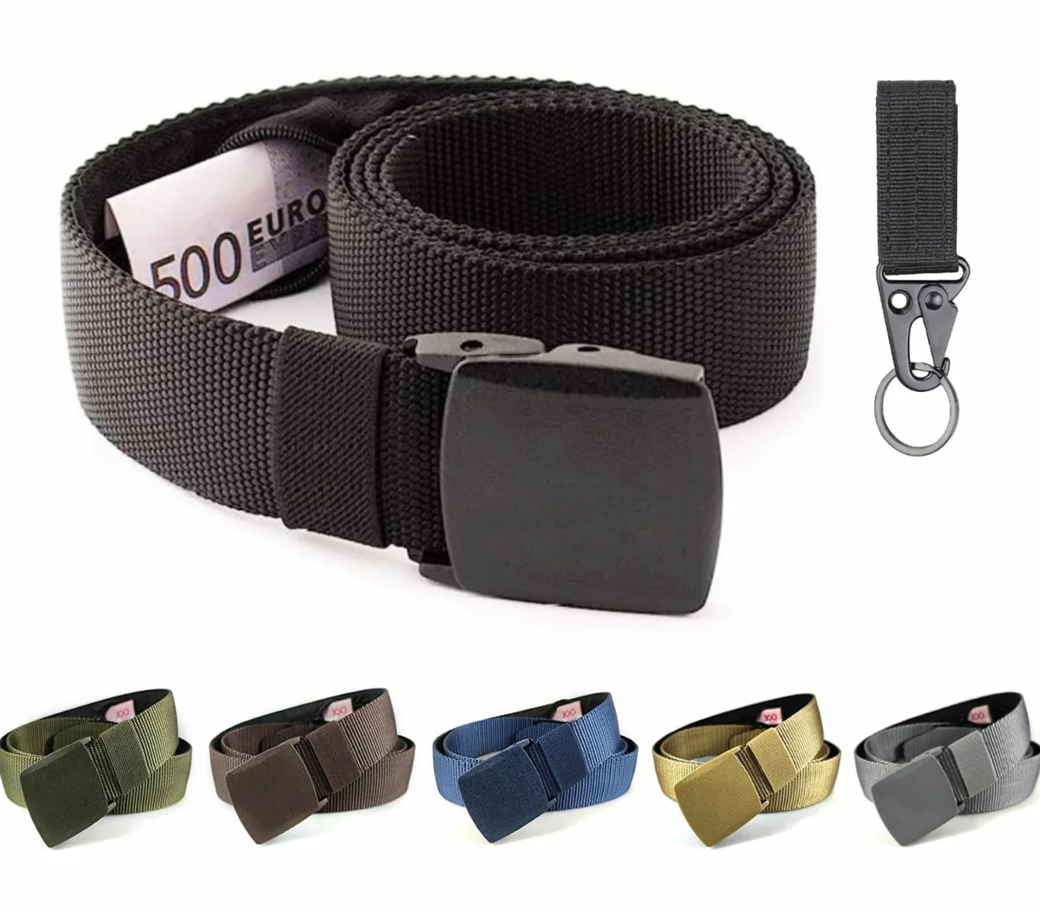 Ceinture de Voyage Porte-Monnaie Pochette Secrète Cache Billets Noir