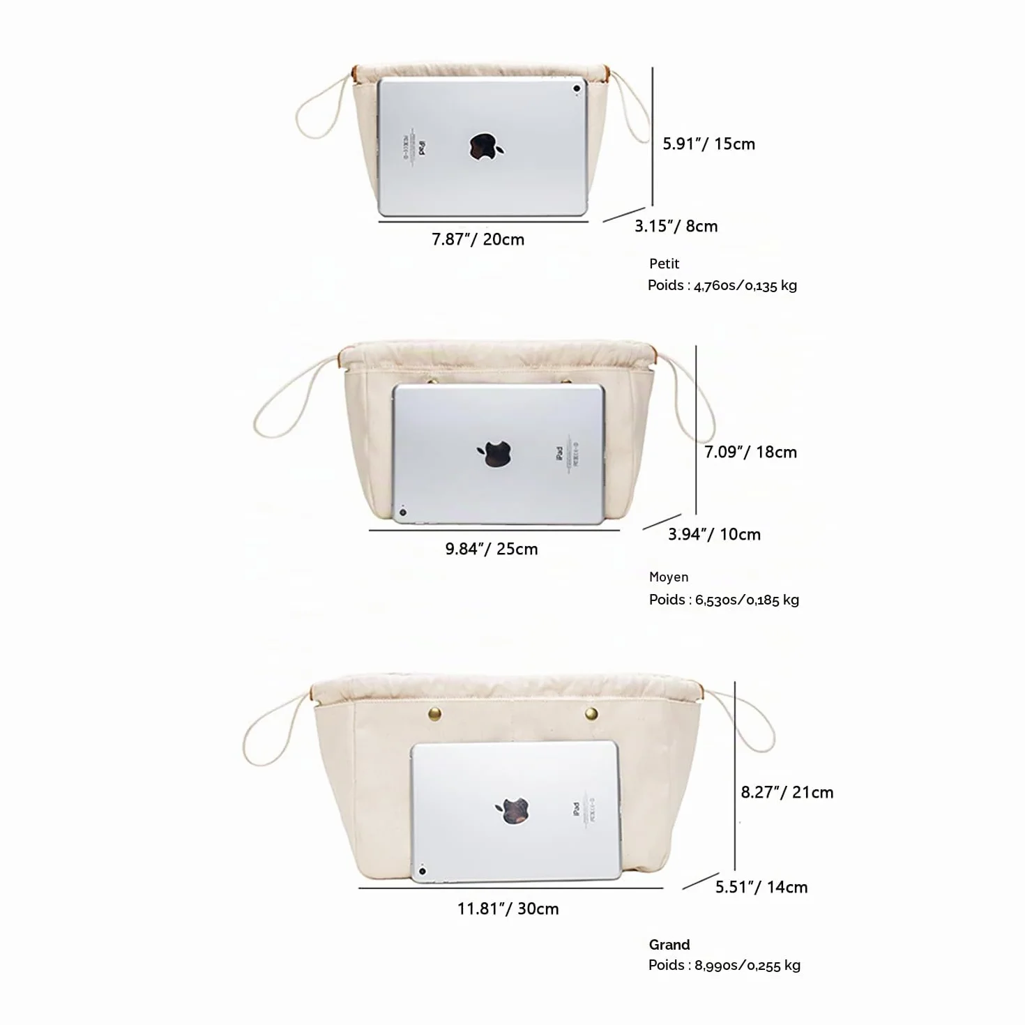 Pochette de rangement en toile de coton pour femme