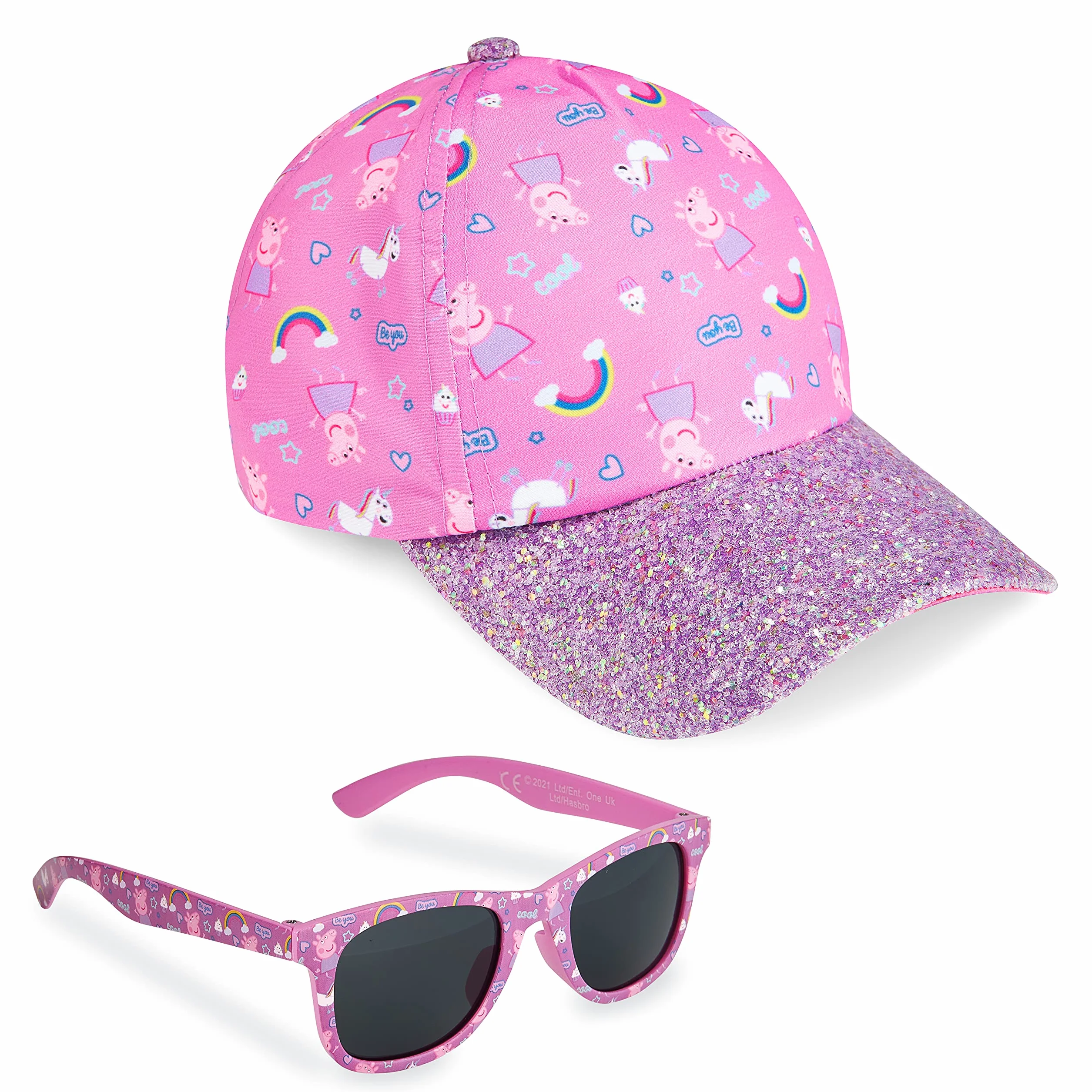 Peppa Pig Casquette Enfant Fille Lunettes de Soleil UV400 Baseball Brillante Accessoires Été