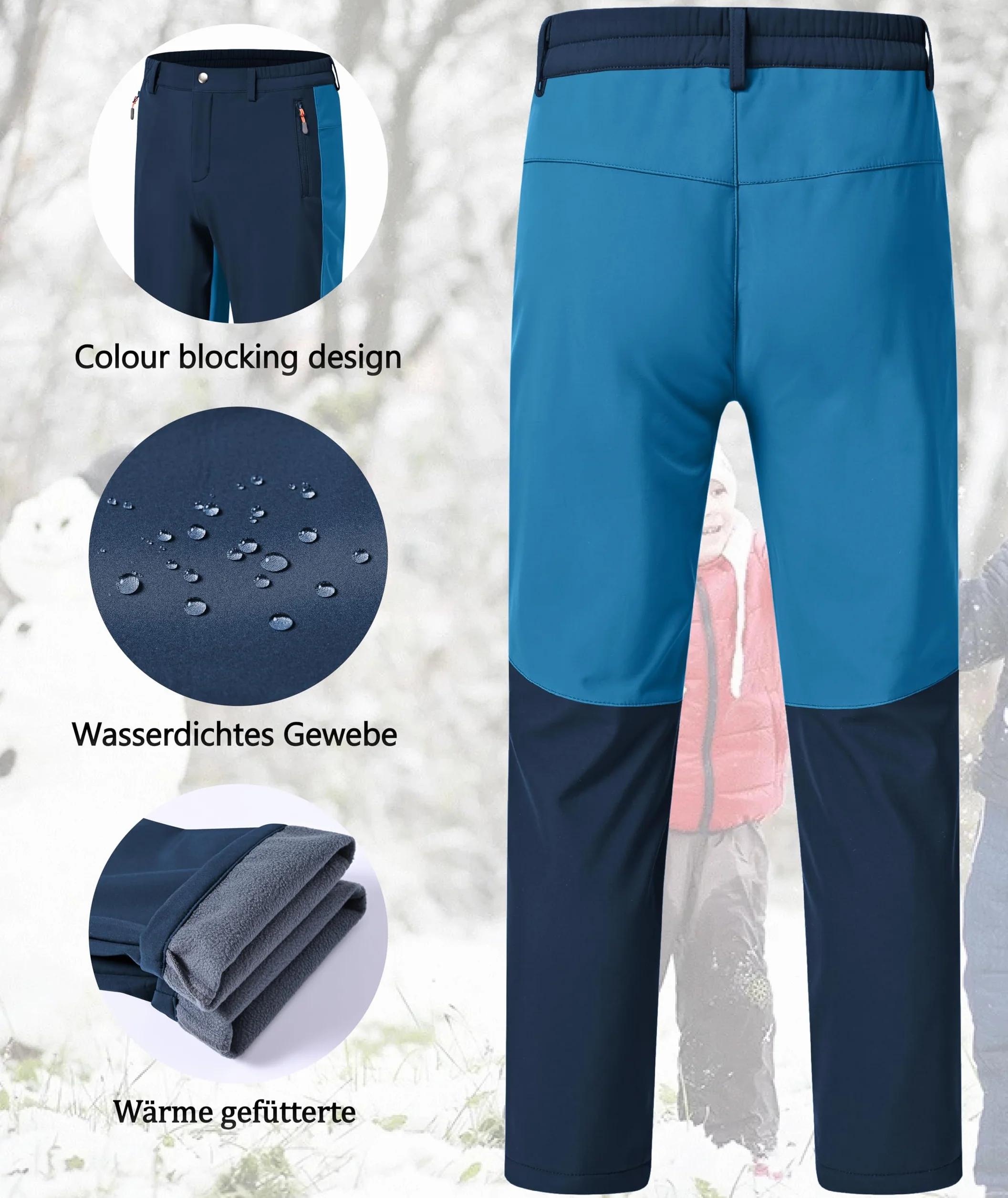 Zoofly Pantalon Ski Enfant Imperméable Chaud Fille Garçon Softshell