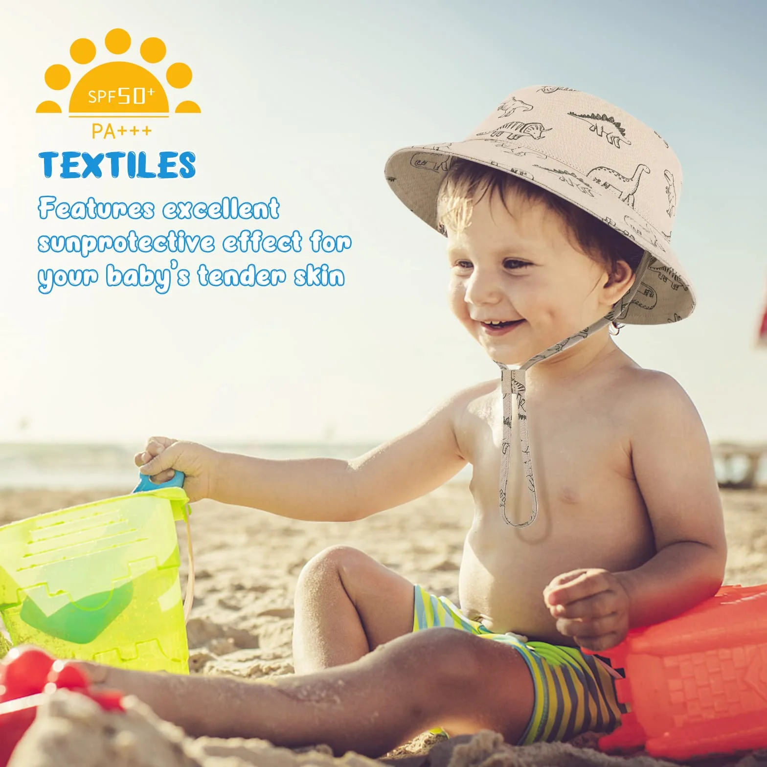 TOMEEK Chapeau de Soleil Bébé Bob Enfants UPF 50+ Casquette de Plage Pliable avec Mentonnière Réglable et Large Bord