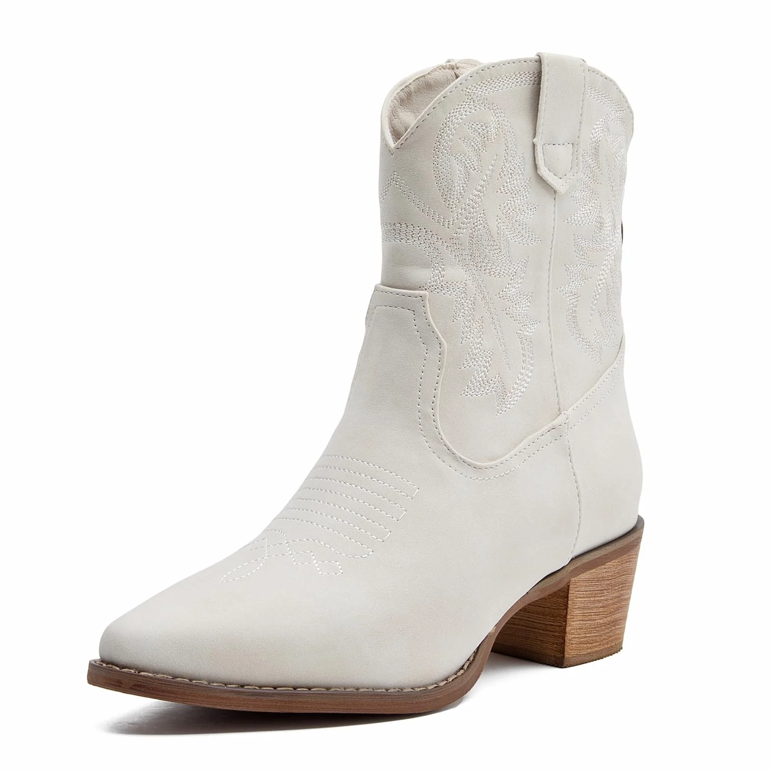 DADAWEN Femme Bottines de Cowboy Talon Bloc Bottes de Cowgirl Mi-Mollet Occidentales Vintage Broderie