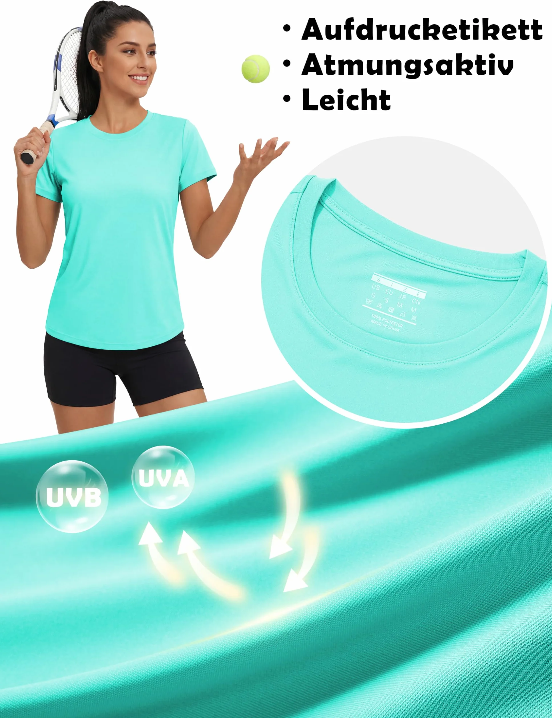 MAGCOMSEN T-shirt d'été léger pour femme - Manches courtes - T-shirt de fitness à séchage rapide - UPF 50+