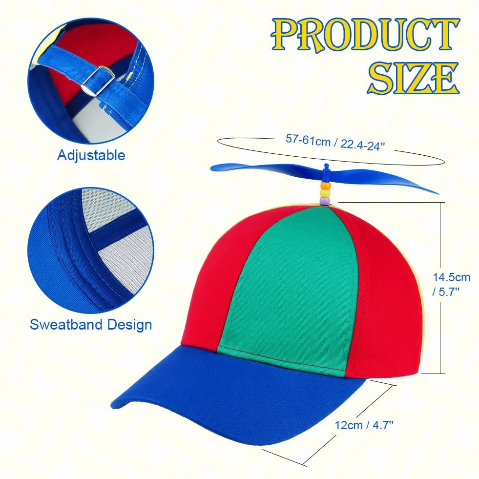 Aomig Casquette à Hélice, Chapeau d'Hélicoptère Réglable pour Adultes Enfant