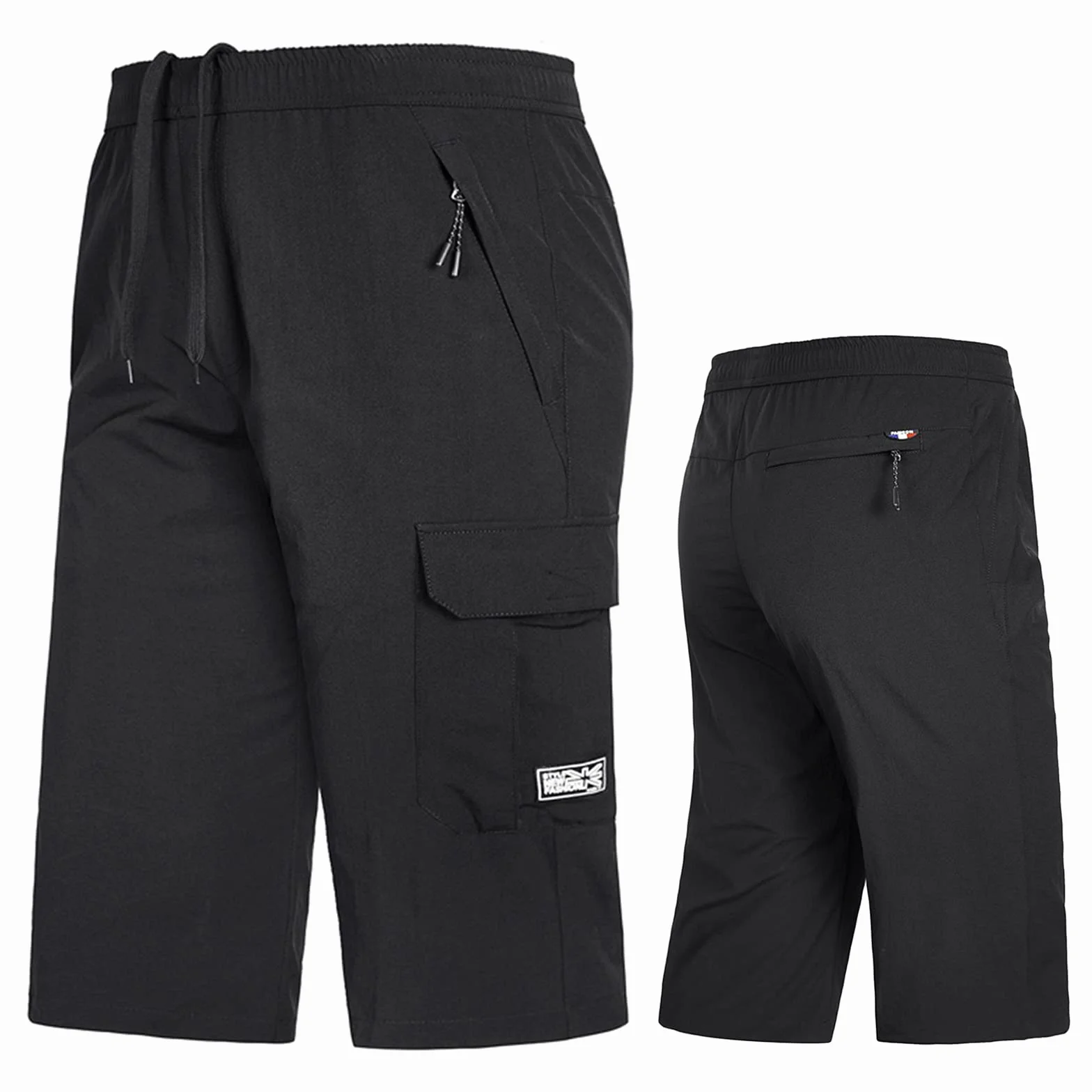 Pantalon court décontracté pour homme séchage rapide respirant poches zippées