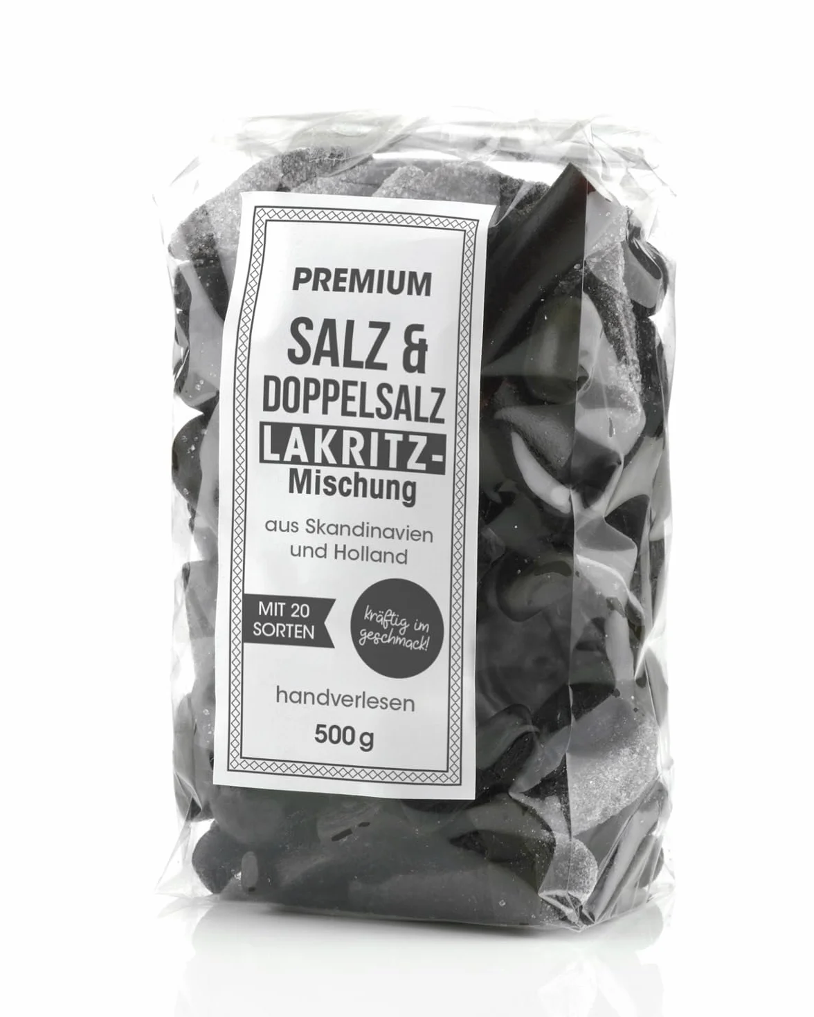 Mélange Premium de réglisse salée 500g, salé et double salé, spécialités sélectionnées à la main de Scandinavie et Pays-Bas