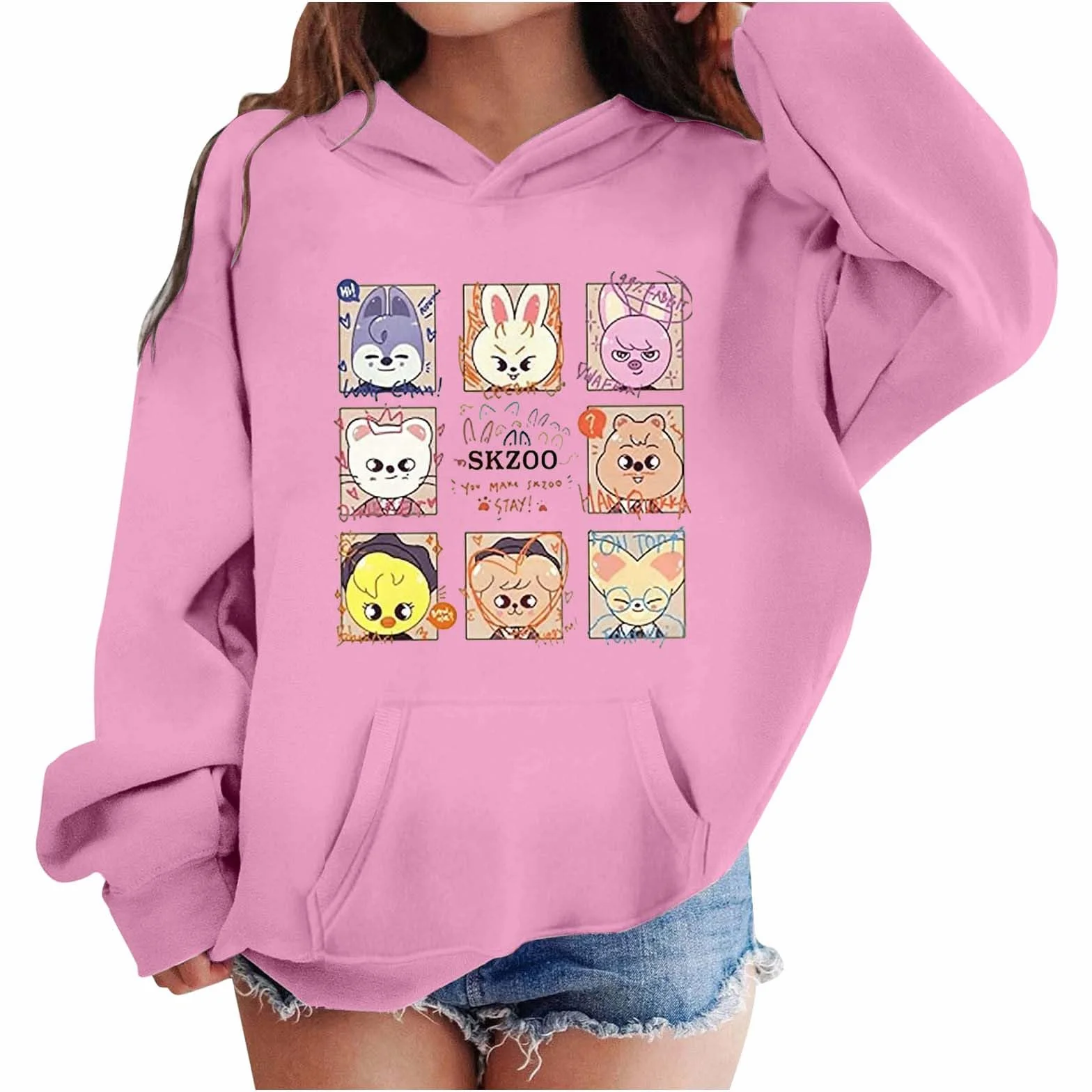 Sweat à capuche filles enfants mode imprimé pull manches longues tissu doux vêtements de sport