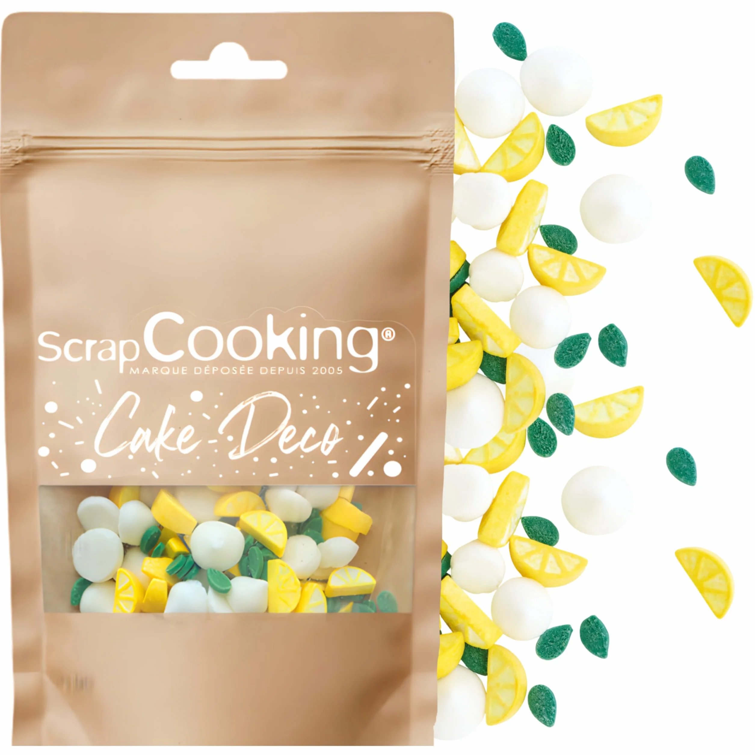 ScrapCooking - Décors Sucrés Citrons & Meringues 30 g - Décorations Alimentaires Pâtisserie - Sprinkles Sucrés Comestibles - Pour Desserts, Gâteaux, Tartes, Bûches - 7488