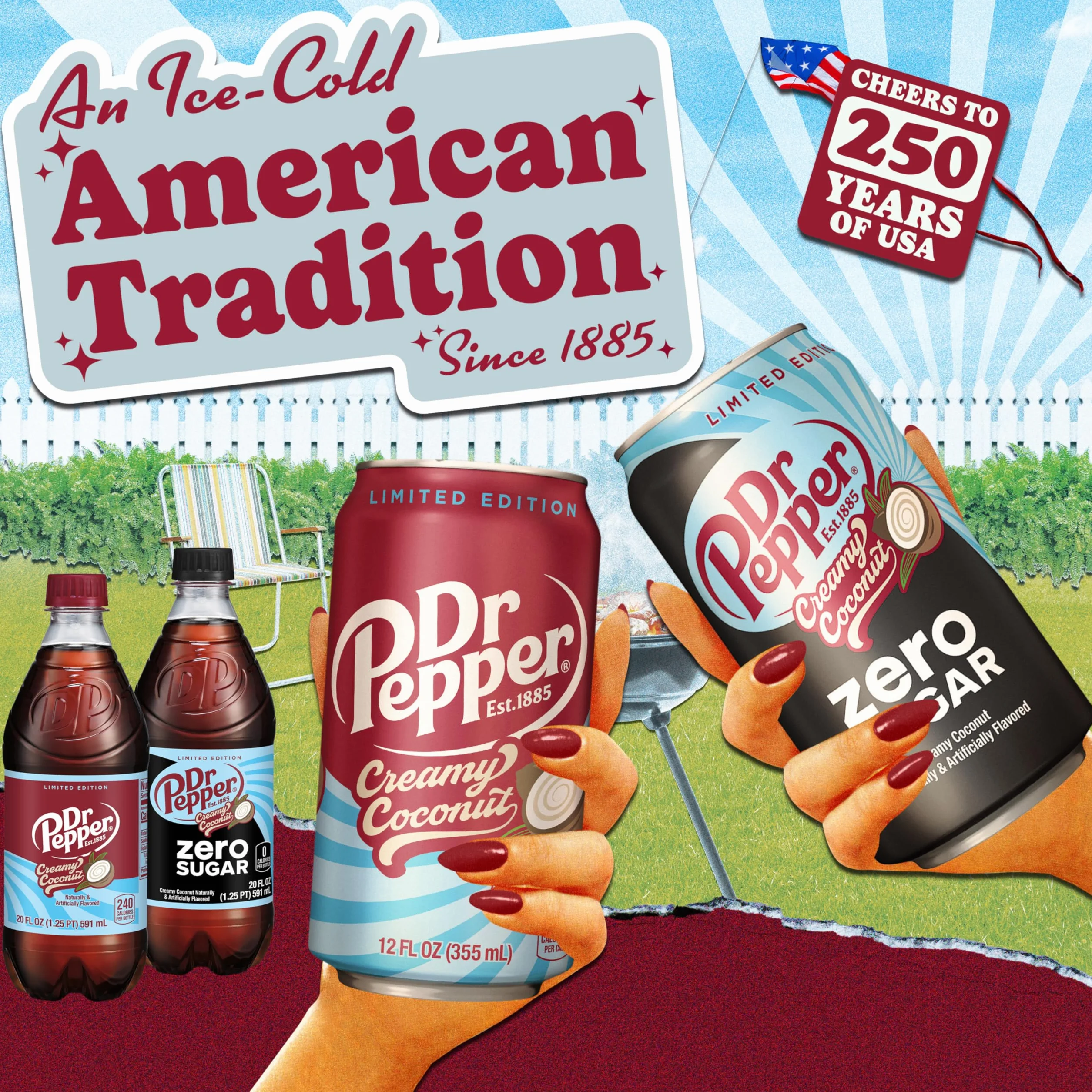 Dr Pepper Soda crémeux à la noix de coco, canettes de 355 ml, paquet de 12